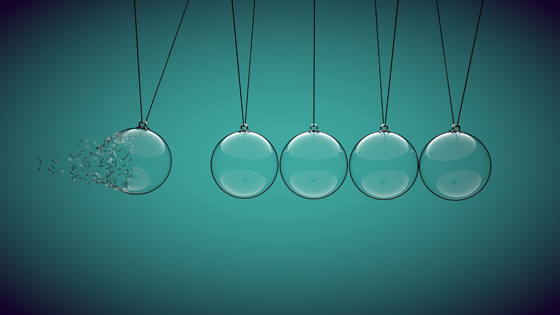 Разбился стеклянный шар на веревке