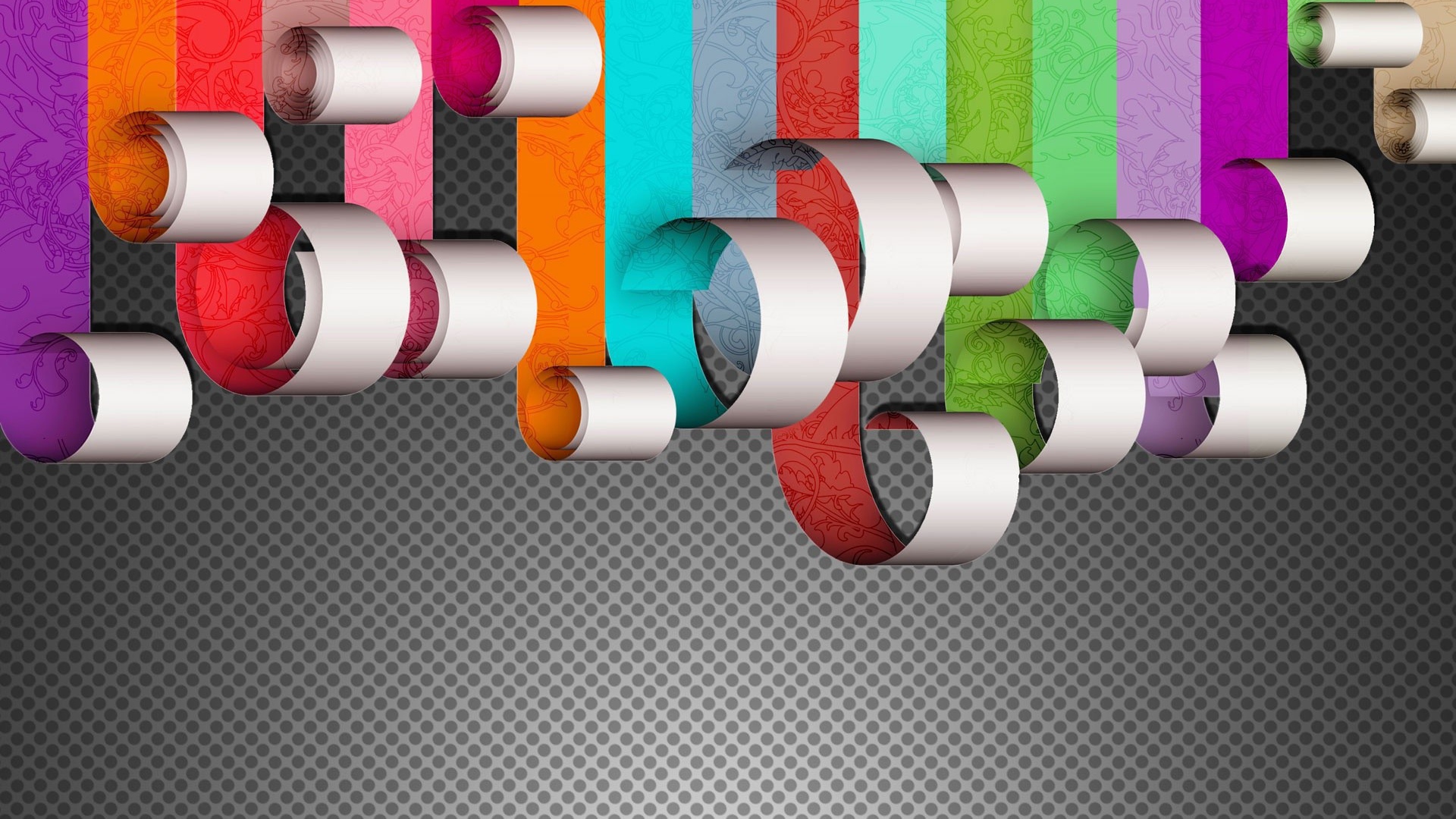 Свернувшиеся ленты на сером фоне