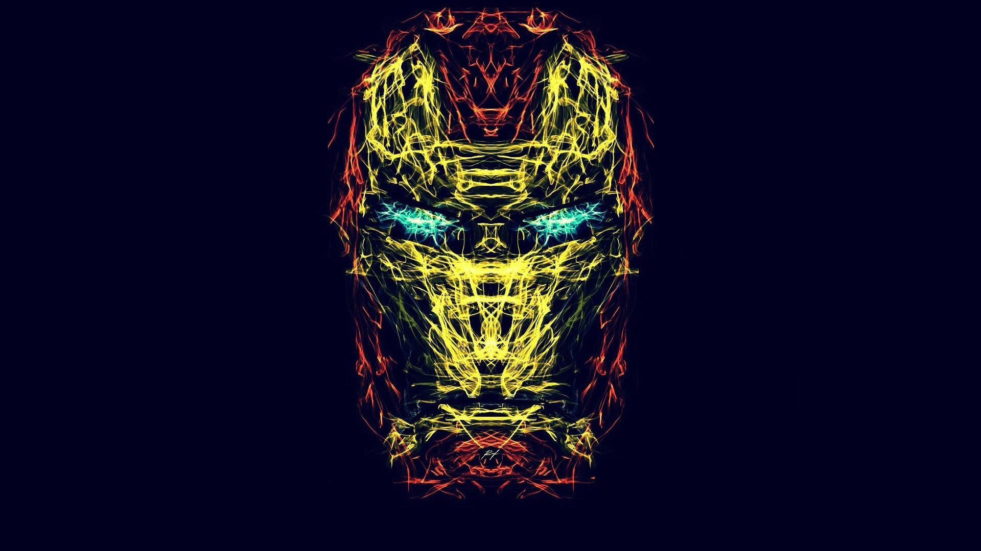 Схема маски Железного человека, синий фон