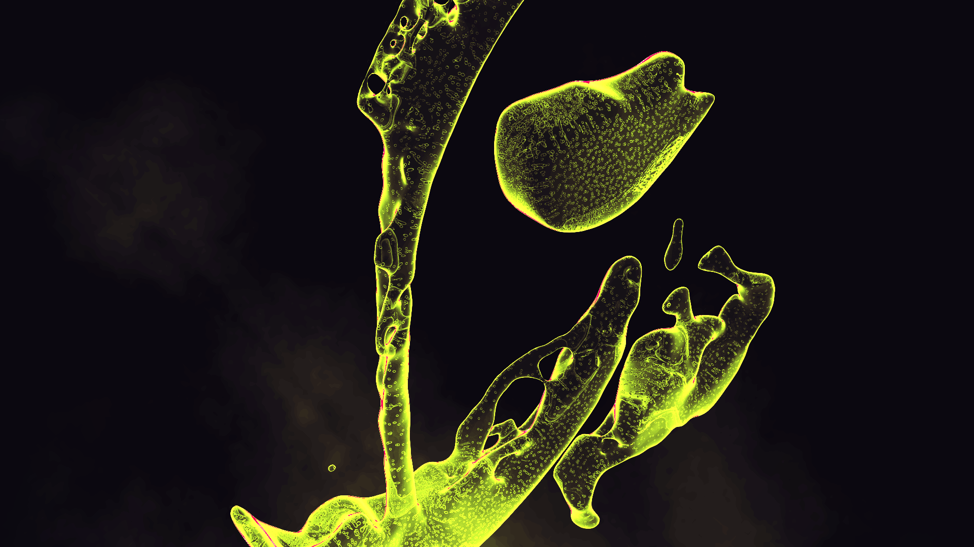 Капли зеленой жидкости на черном фоне