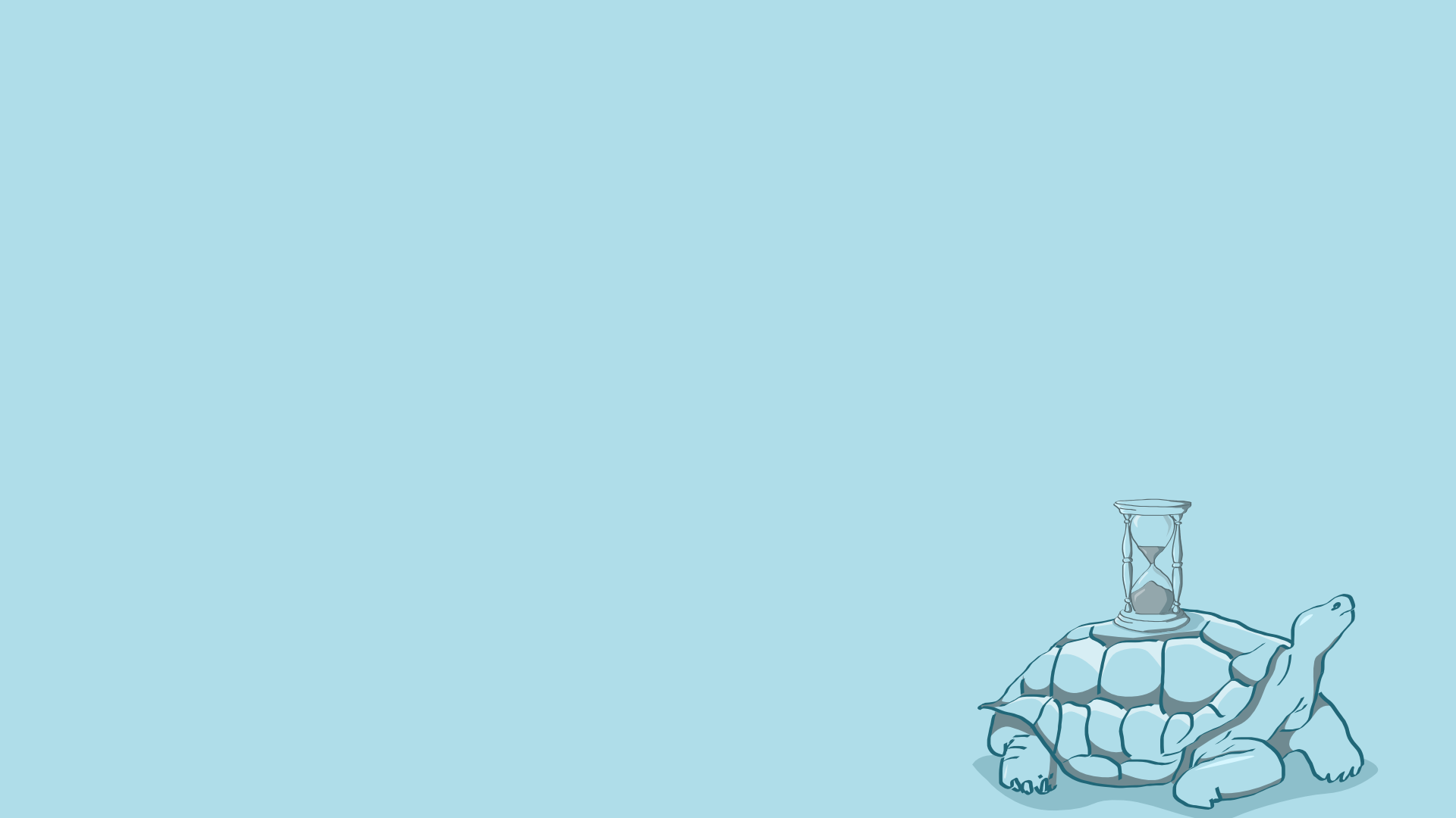 Песочные часы на черепахе, голубой фон