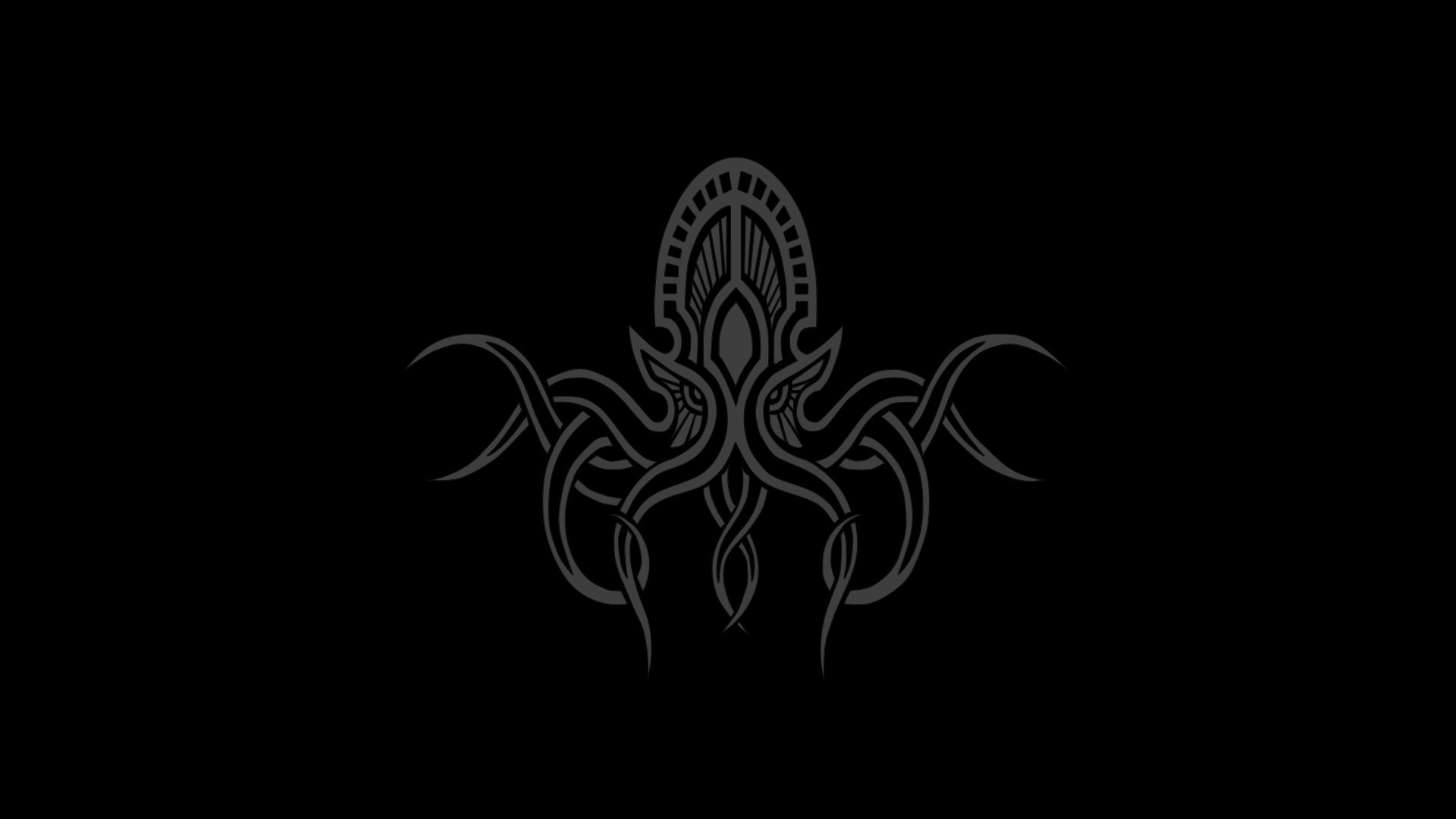 Изображение осьминога инопланетянина на черном фоне