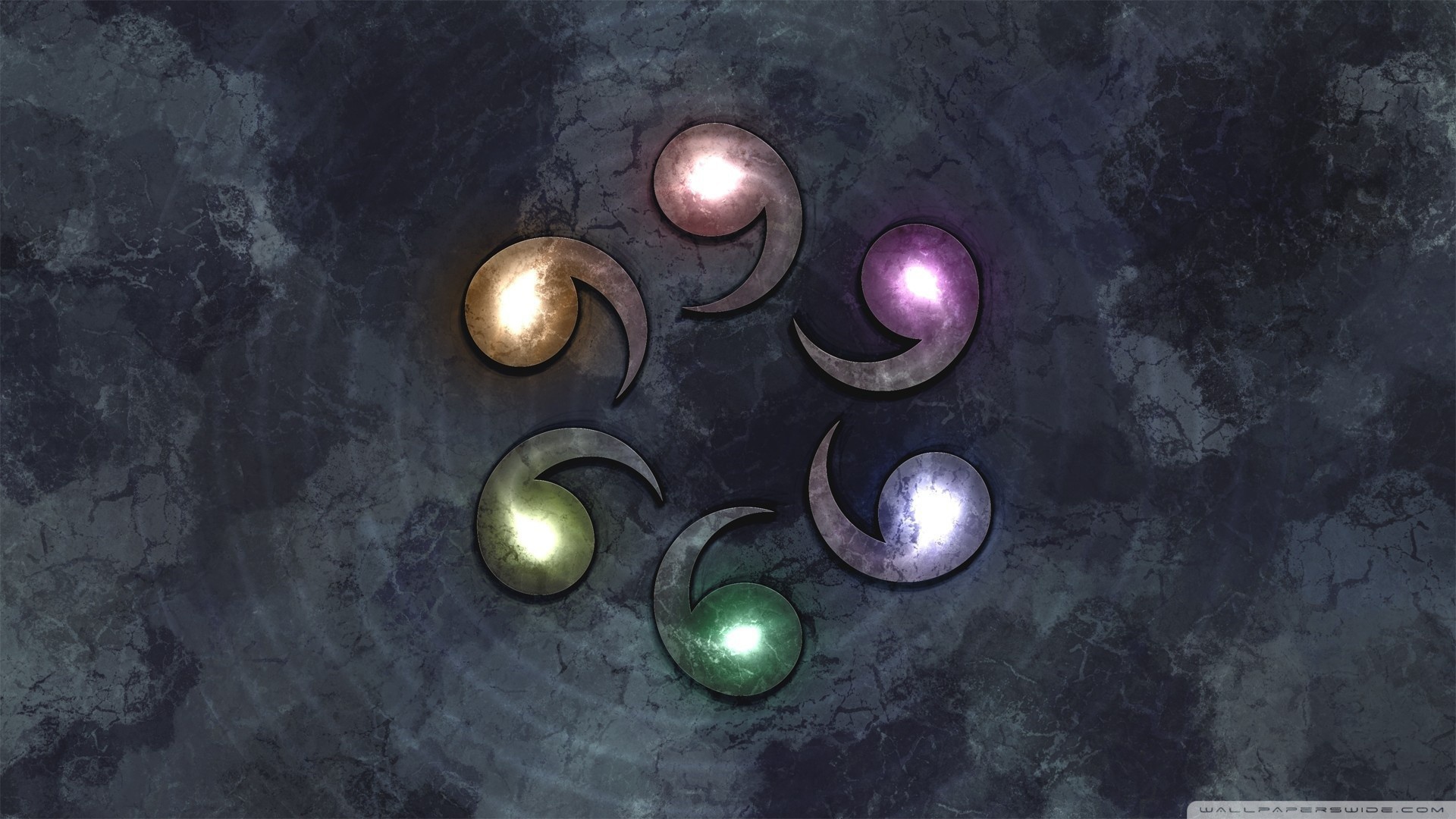 Радужные запятые, фон