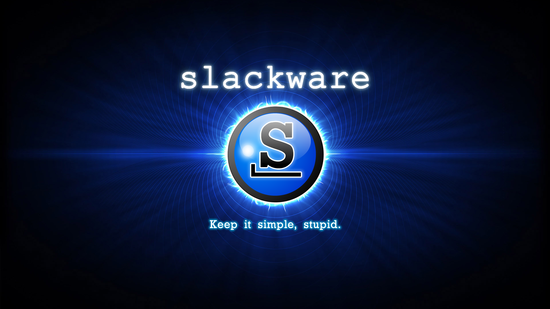 Операционная система Slackware, синий фон