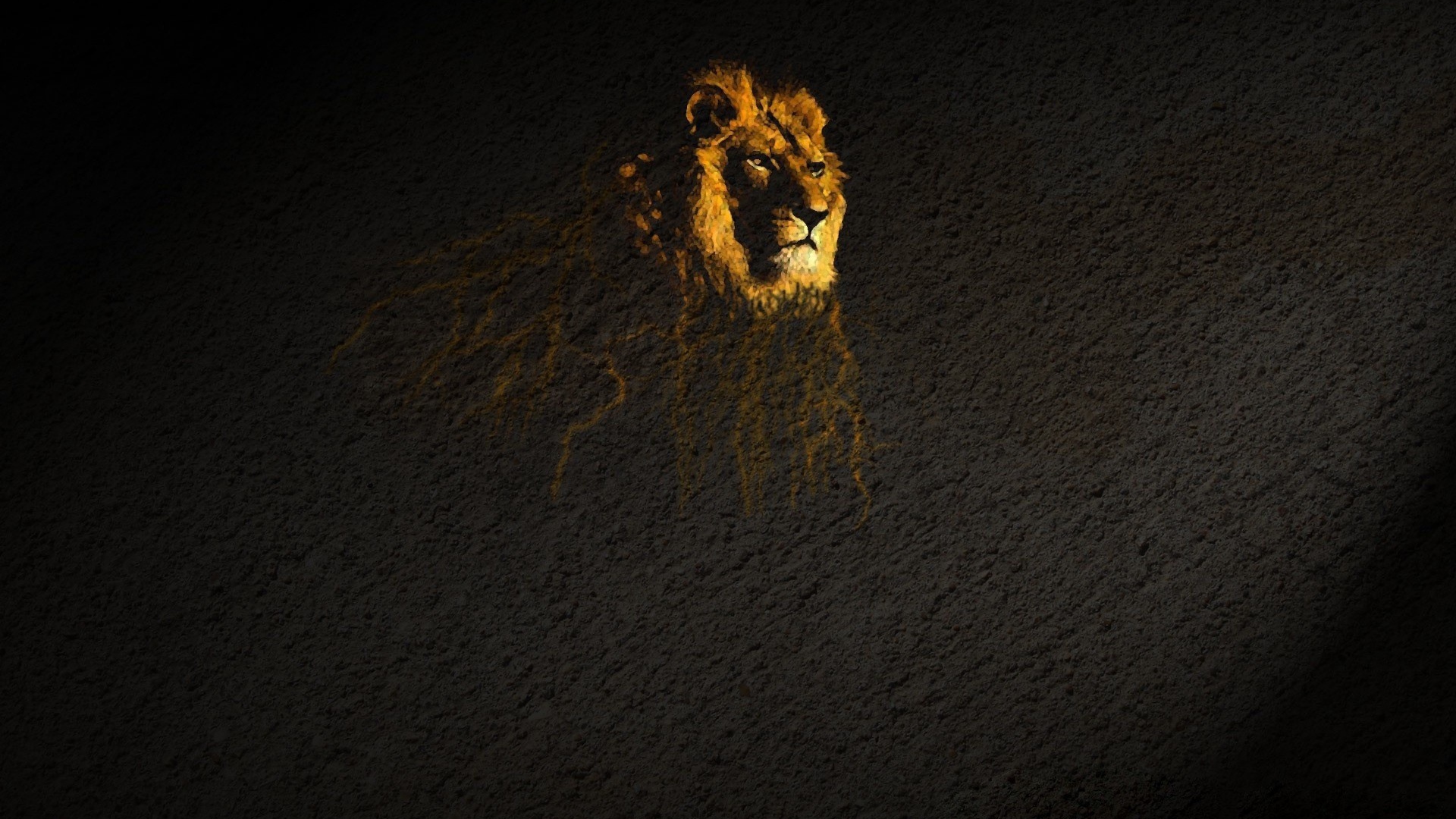 Проекция льва на коричневом фоне