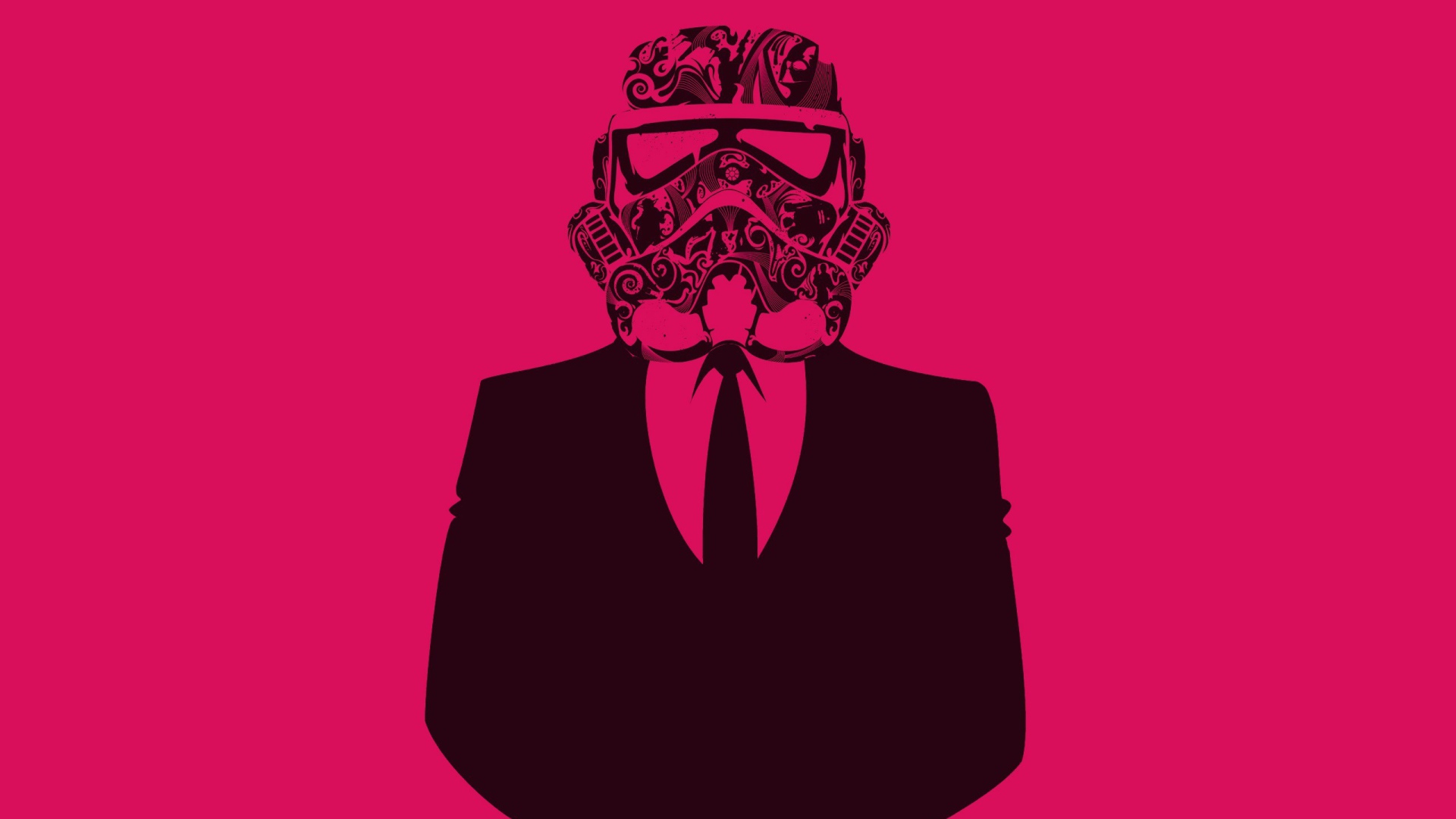 Вейдер в костюме, розовый фон