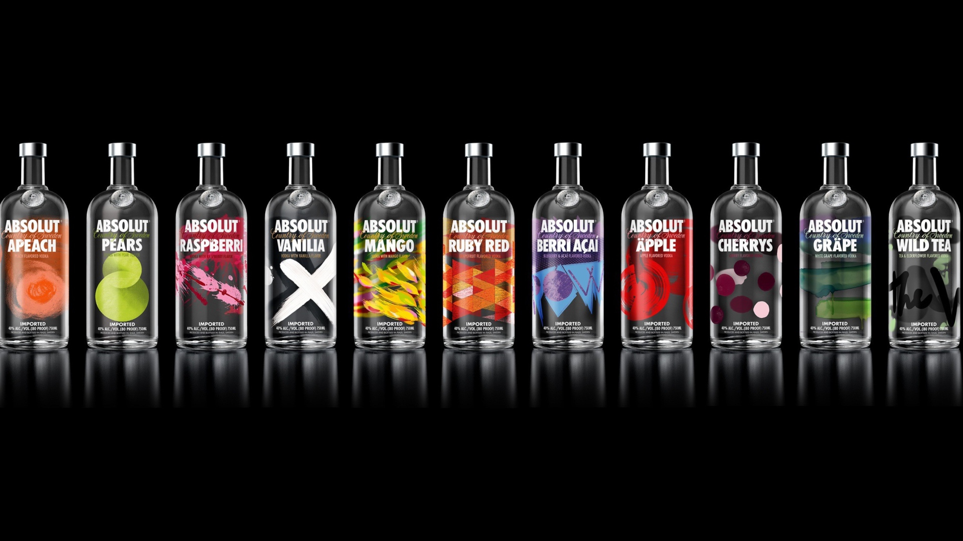 Ассортимент вкусов водки Absolut