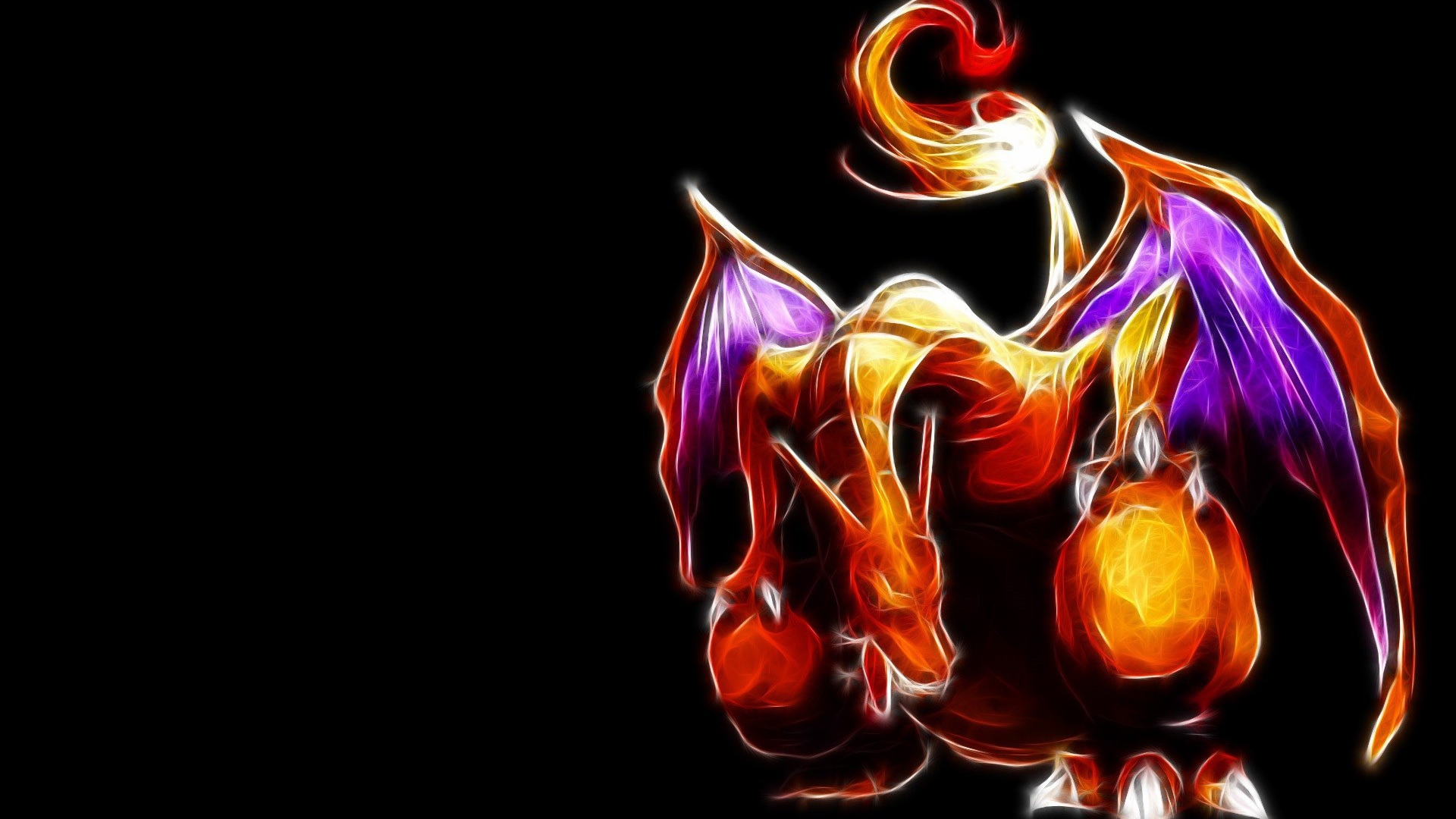 Огненный покемон Шаризард на черном фоне