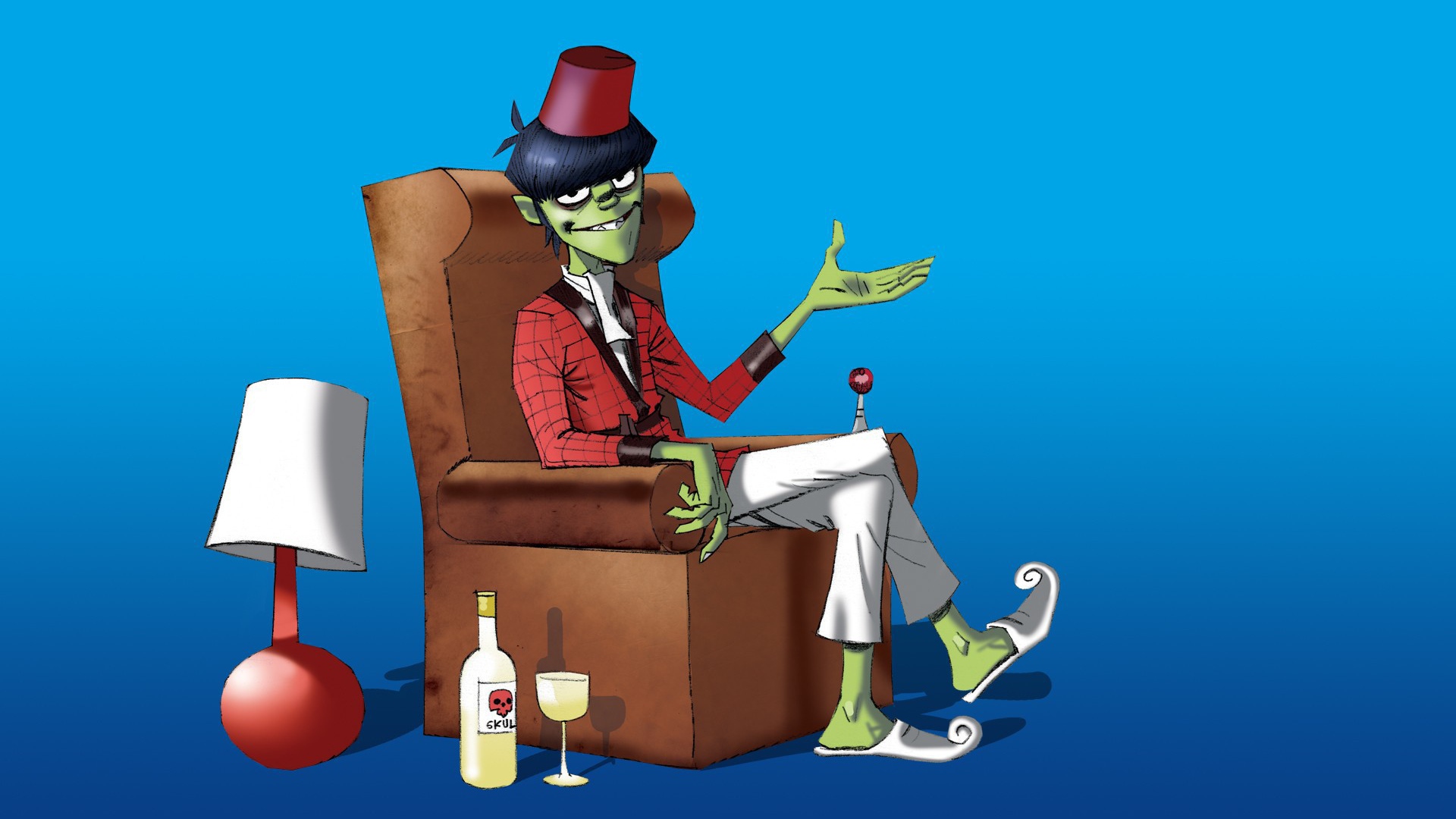 Зомби сидит на кресле, мультфильм