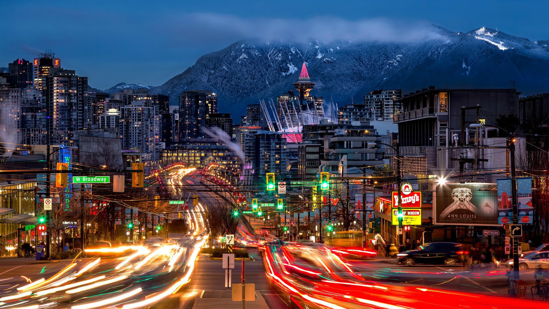 Night city of Vancouver, Canada Desktop wallpapers 1920x1080
