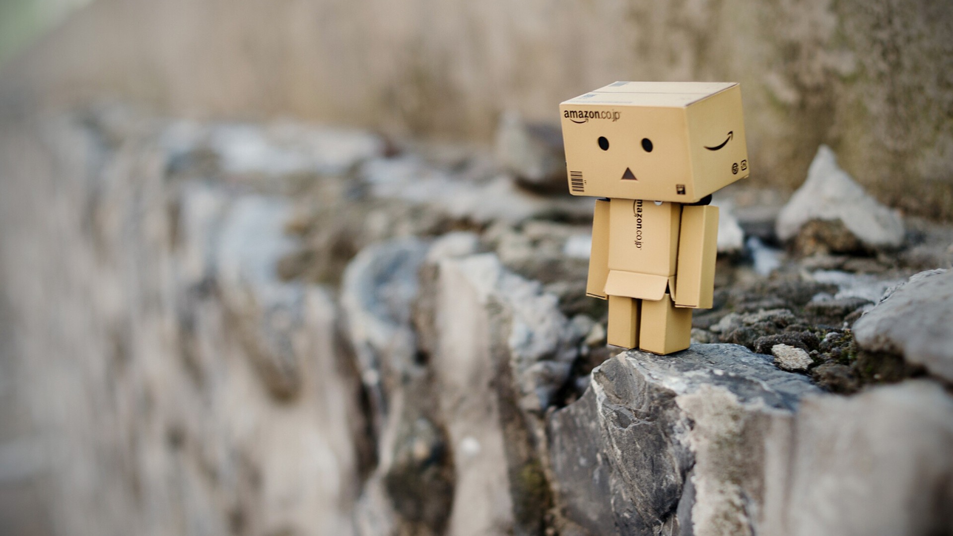 Картонный человечек на скале