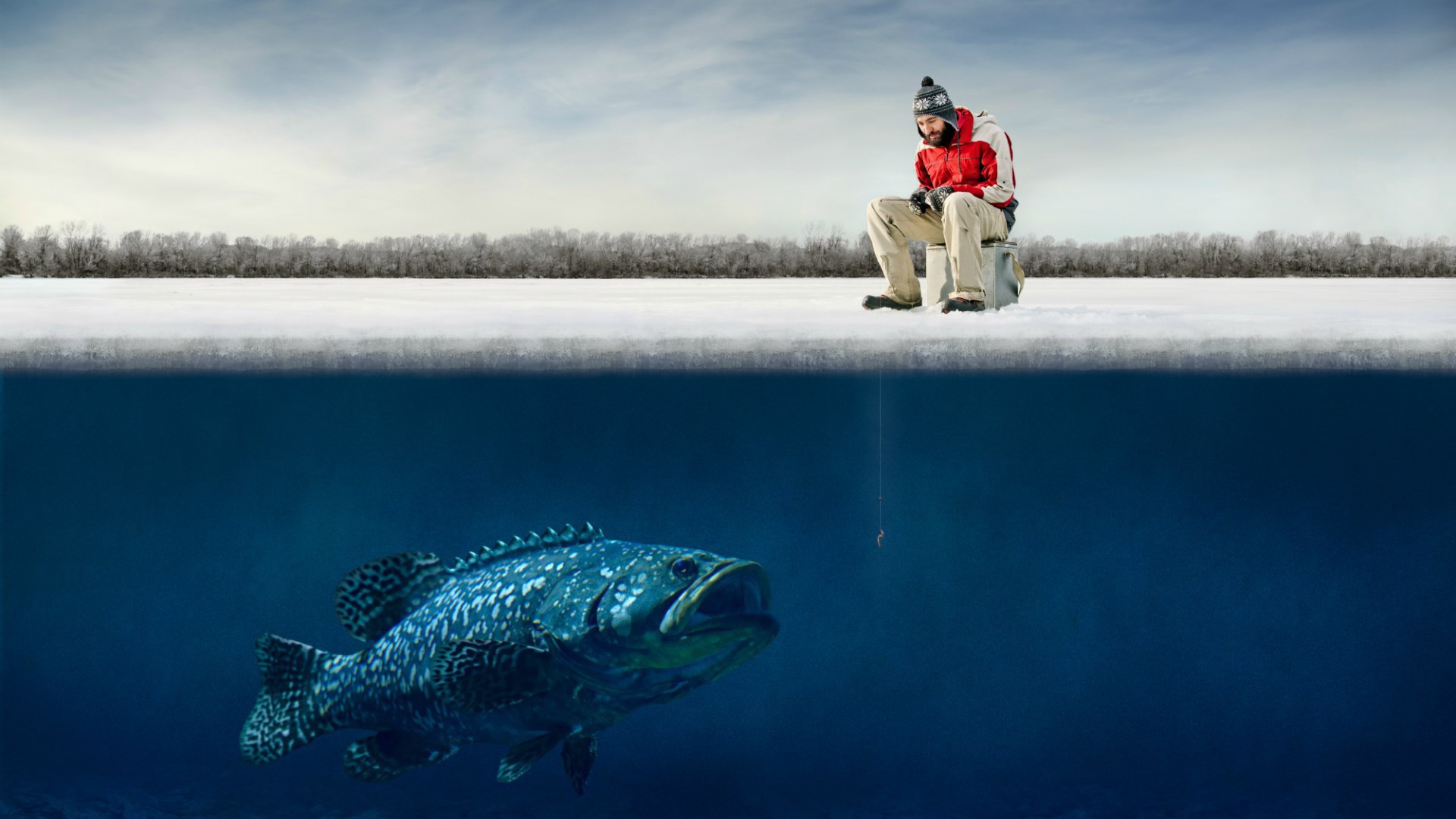 Зимняя рыбалка на озере