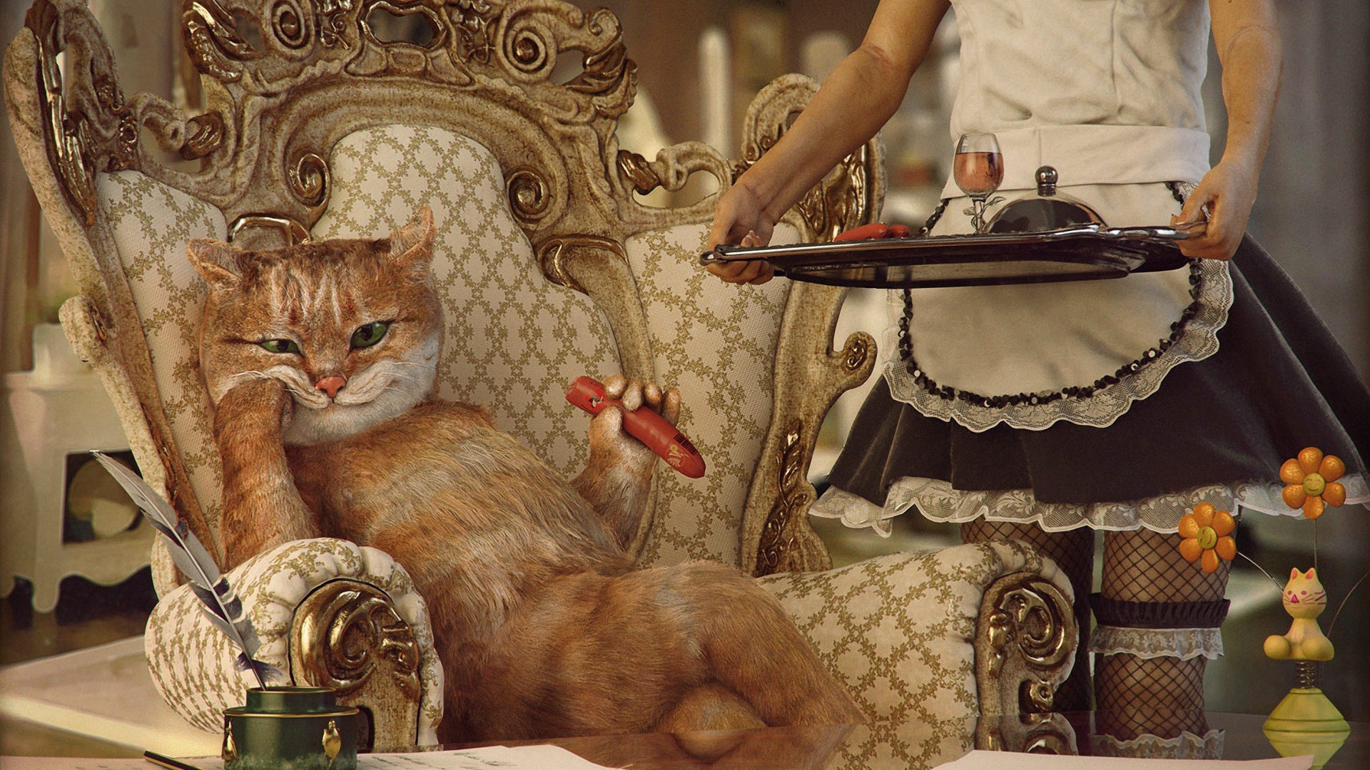 Кот аристократ в богатом доме