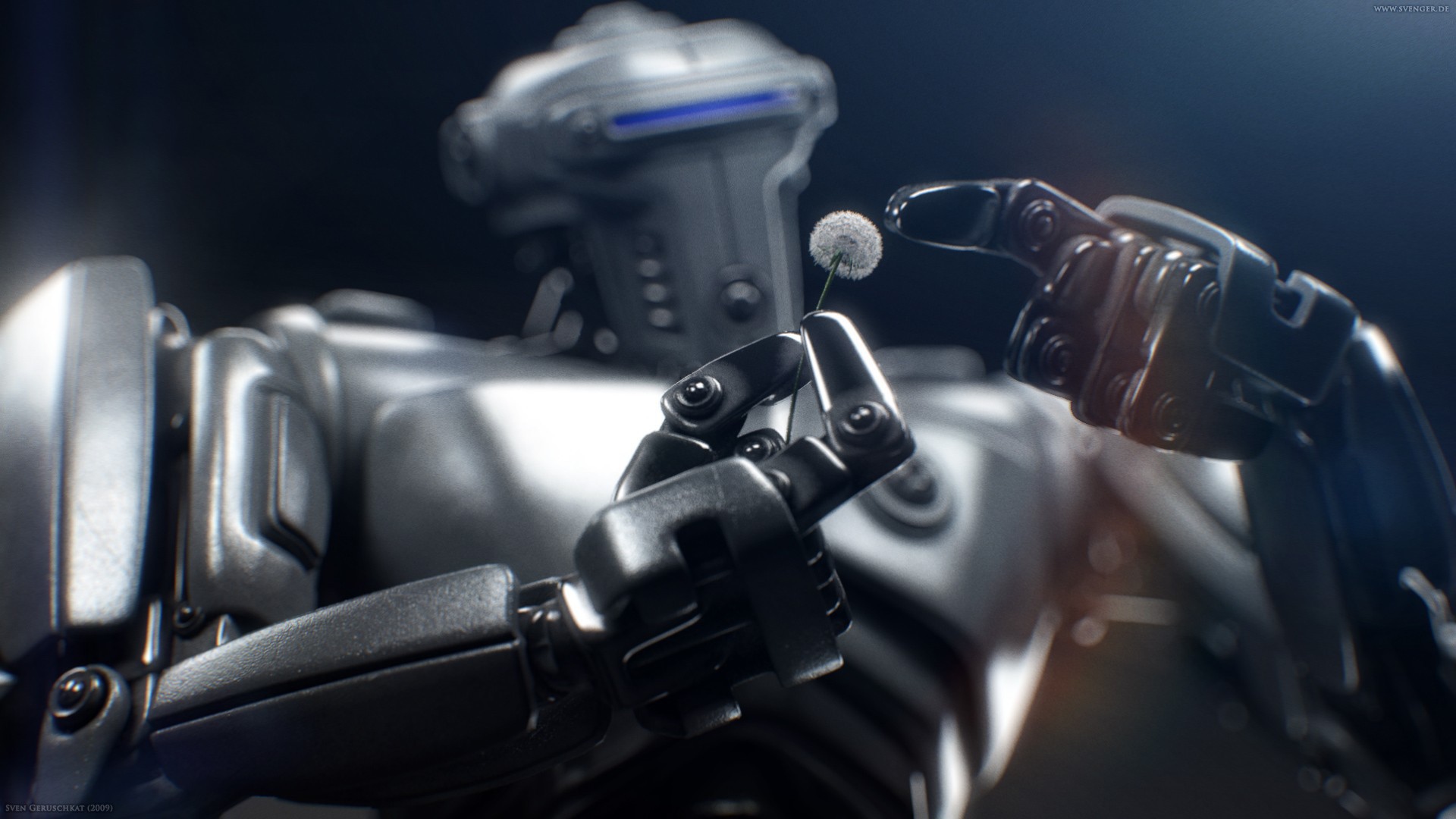 Одуванчик в руке робота