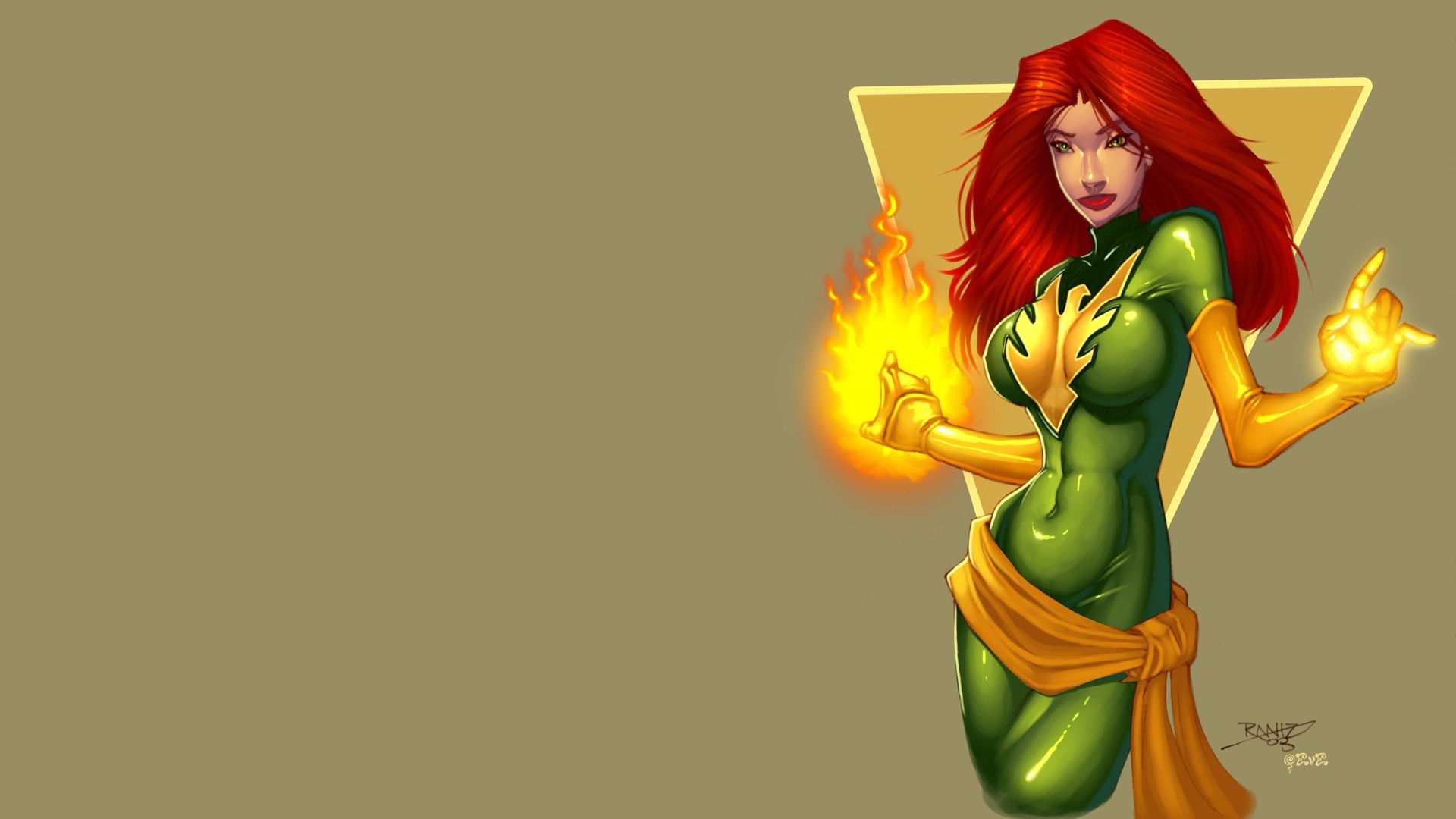Огненная девушка из комиксов Марвел