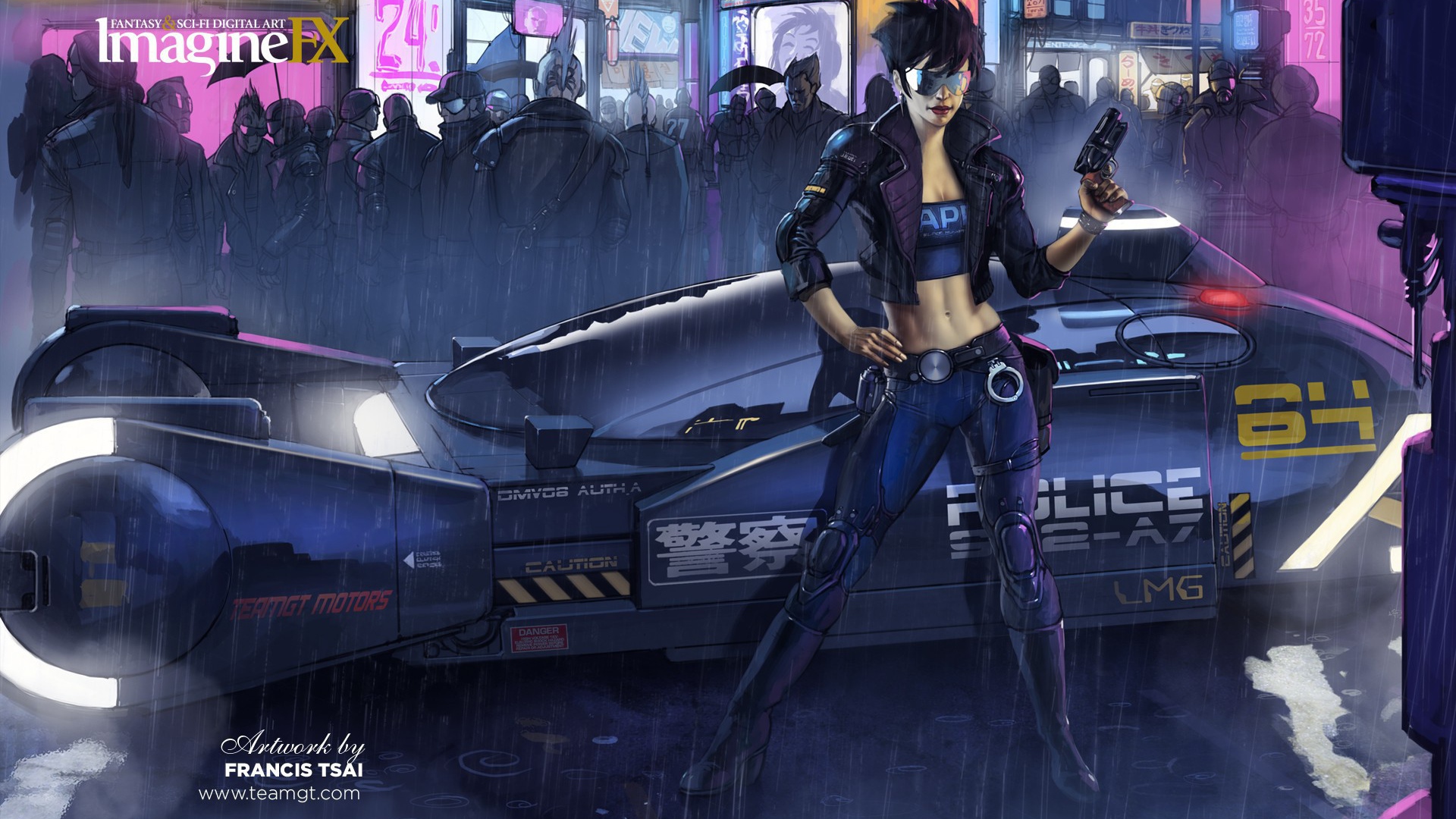 Девушка полицейский, киберпанк