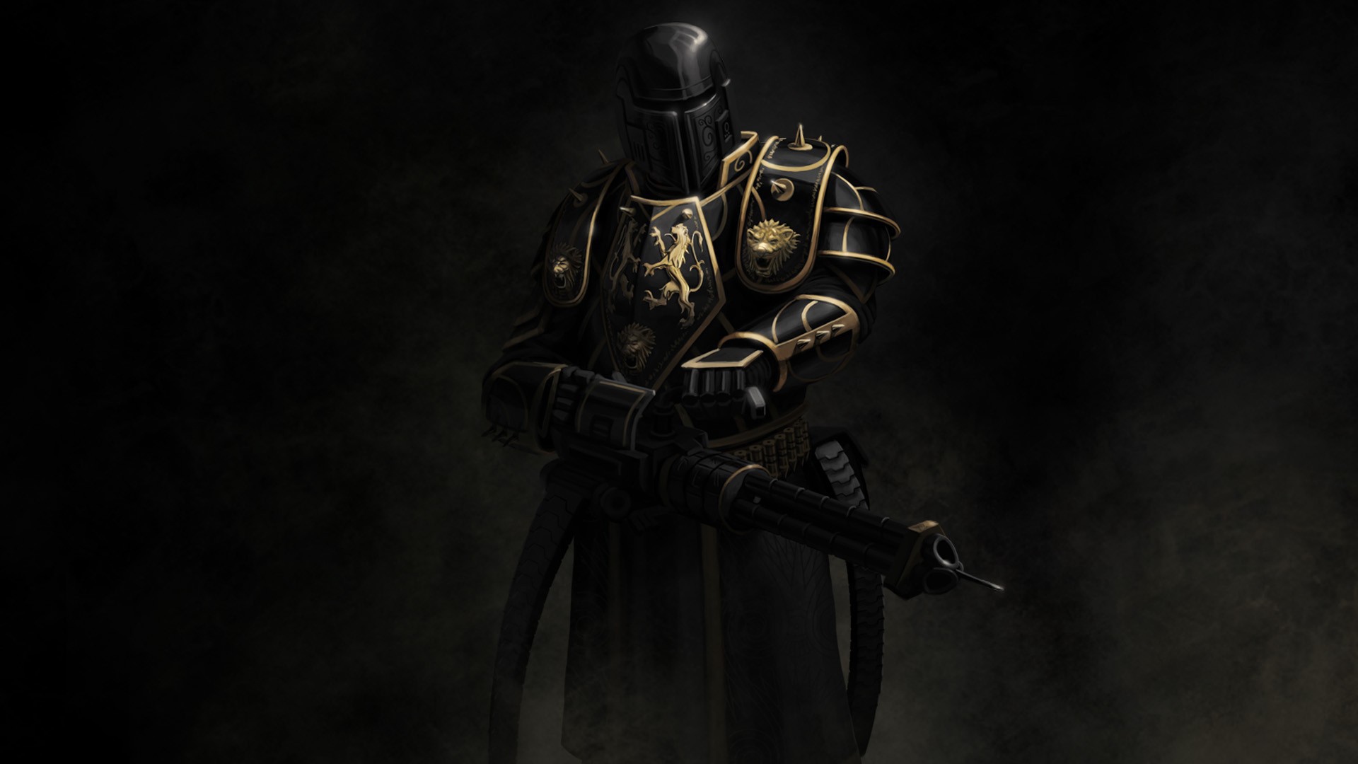 Knight in armor cyberpunk