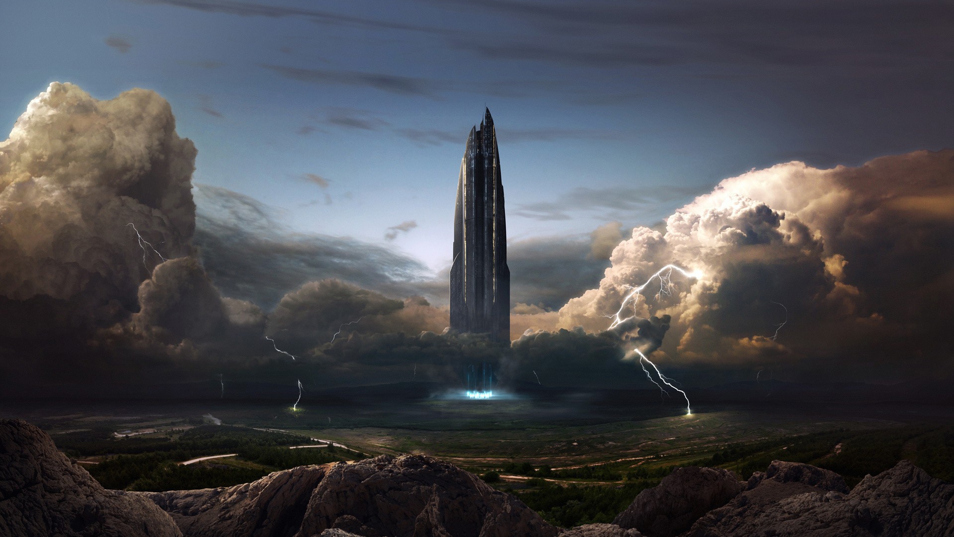 Межпланетный корабль садится на поверхность