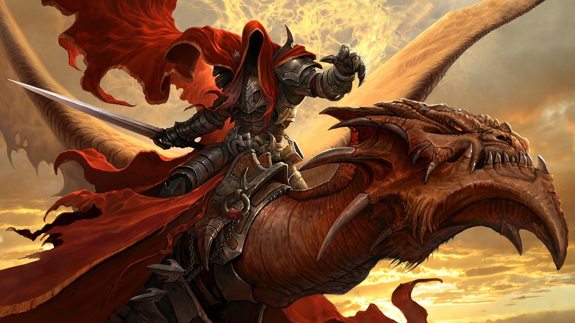 Дух в латах верхом на драконе