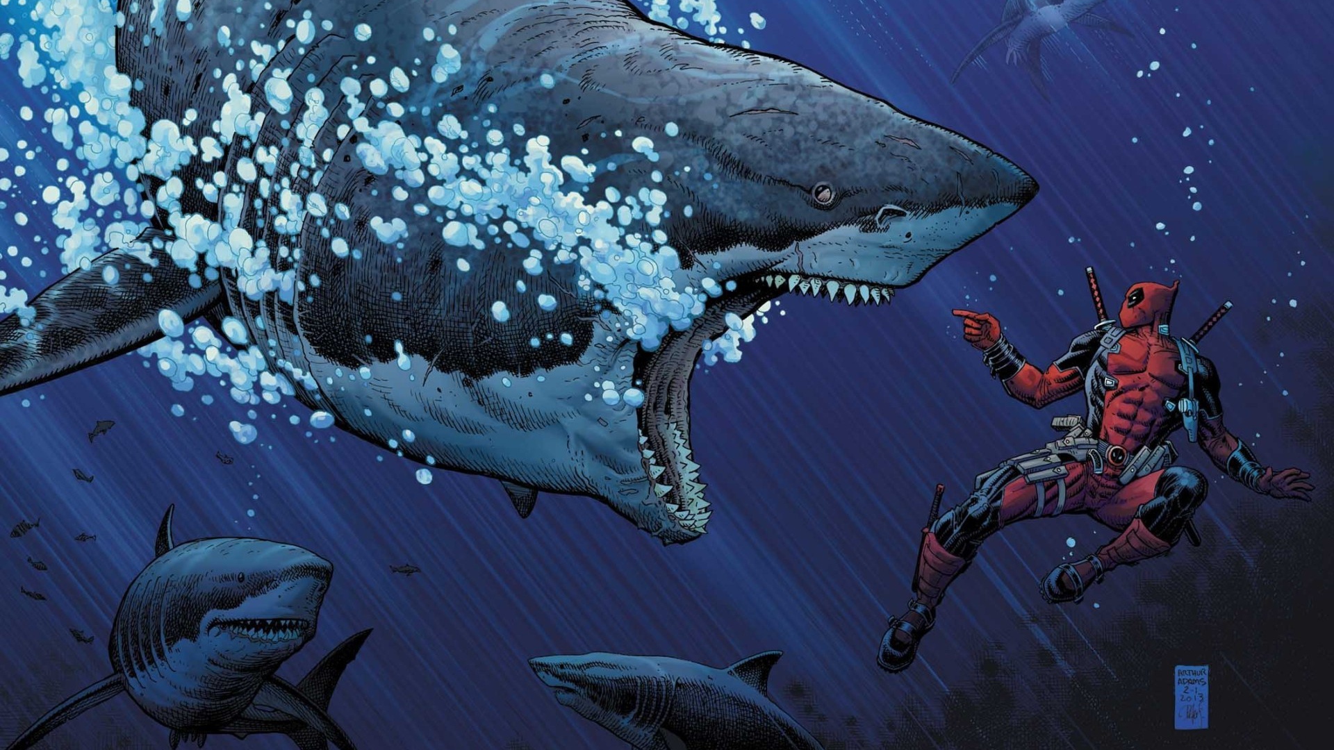 Супергерой против акул, комикс