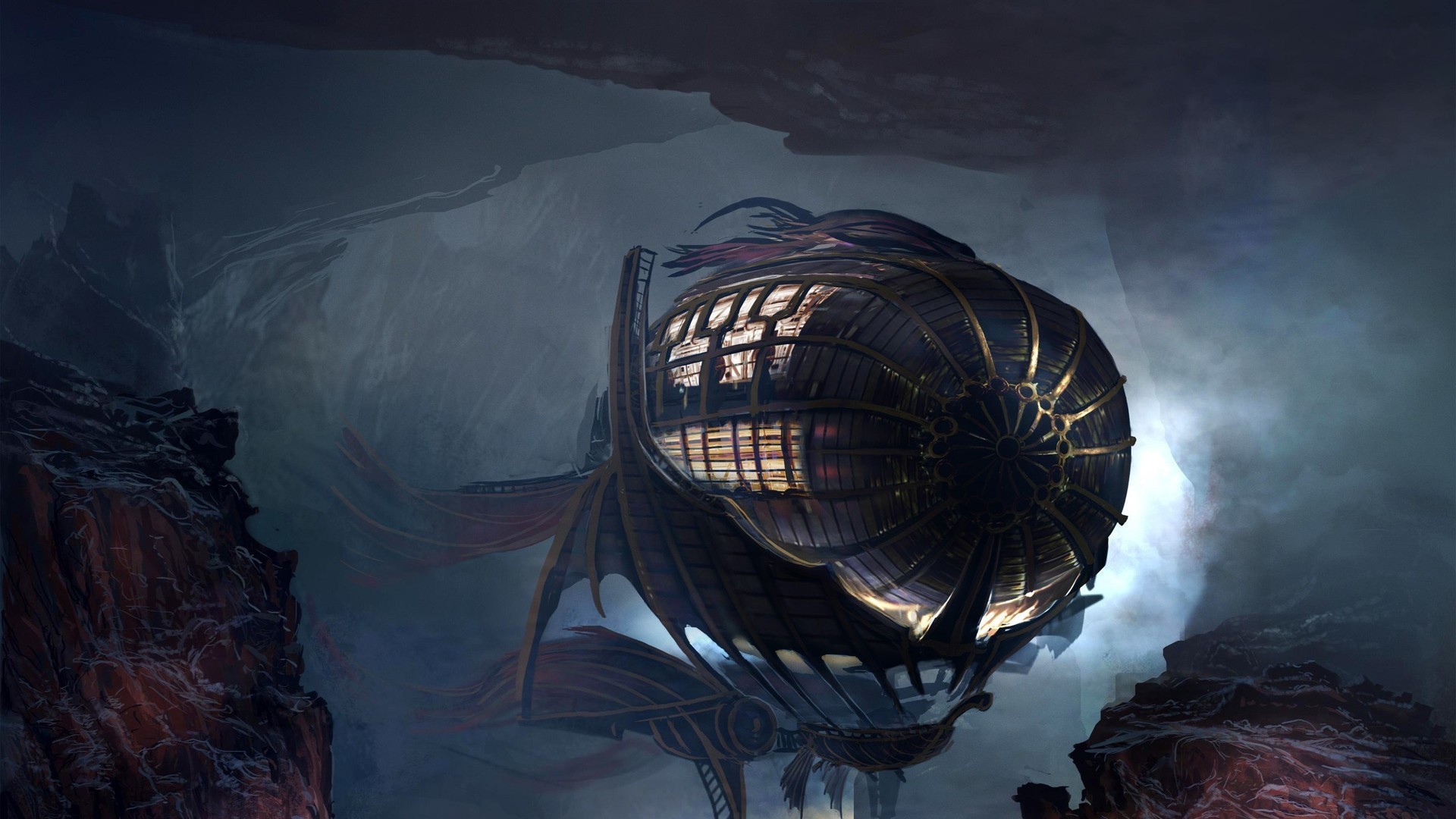 Дирижабль спрятан в пещере