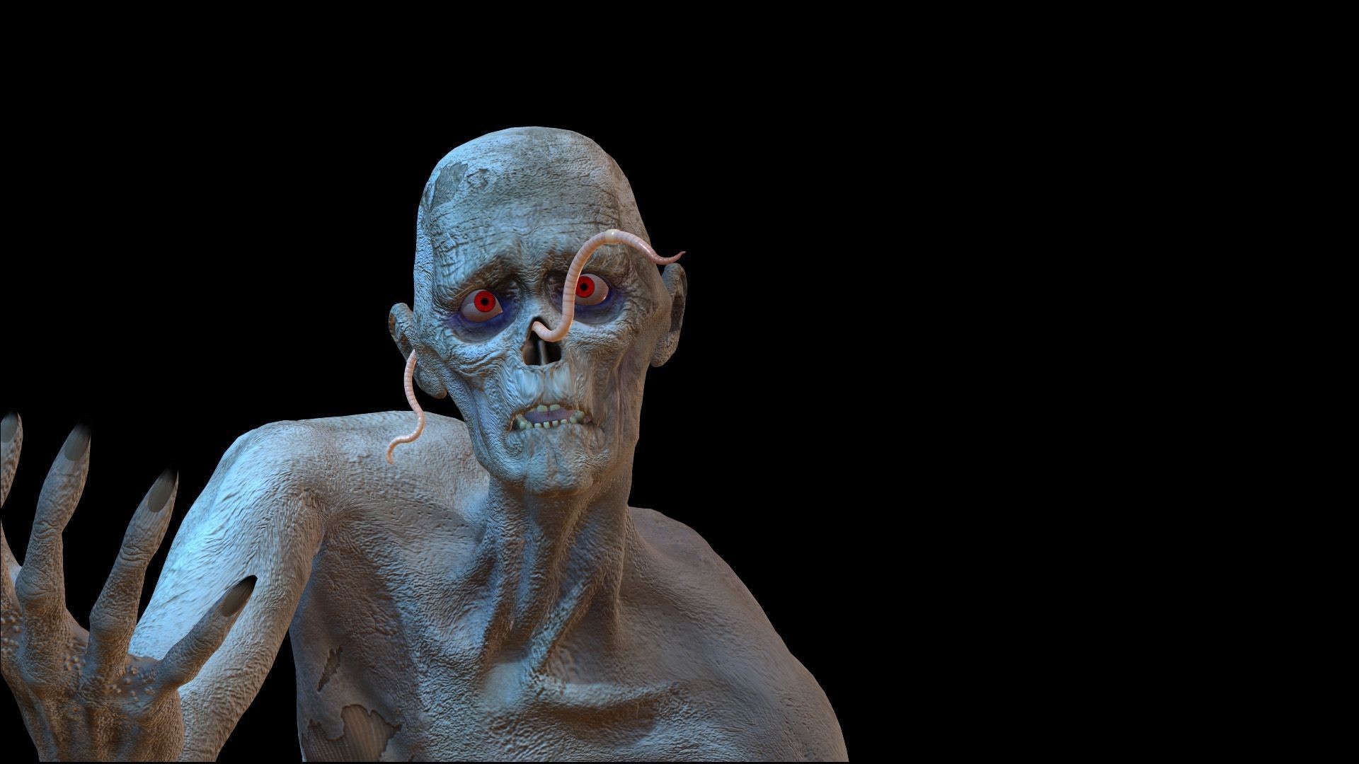 Червяк на лице зомби