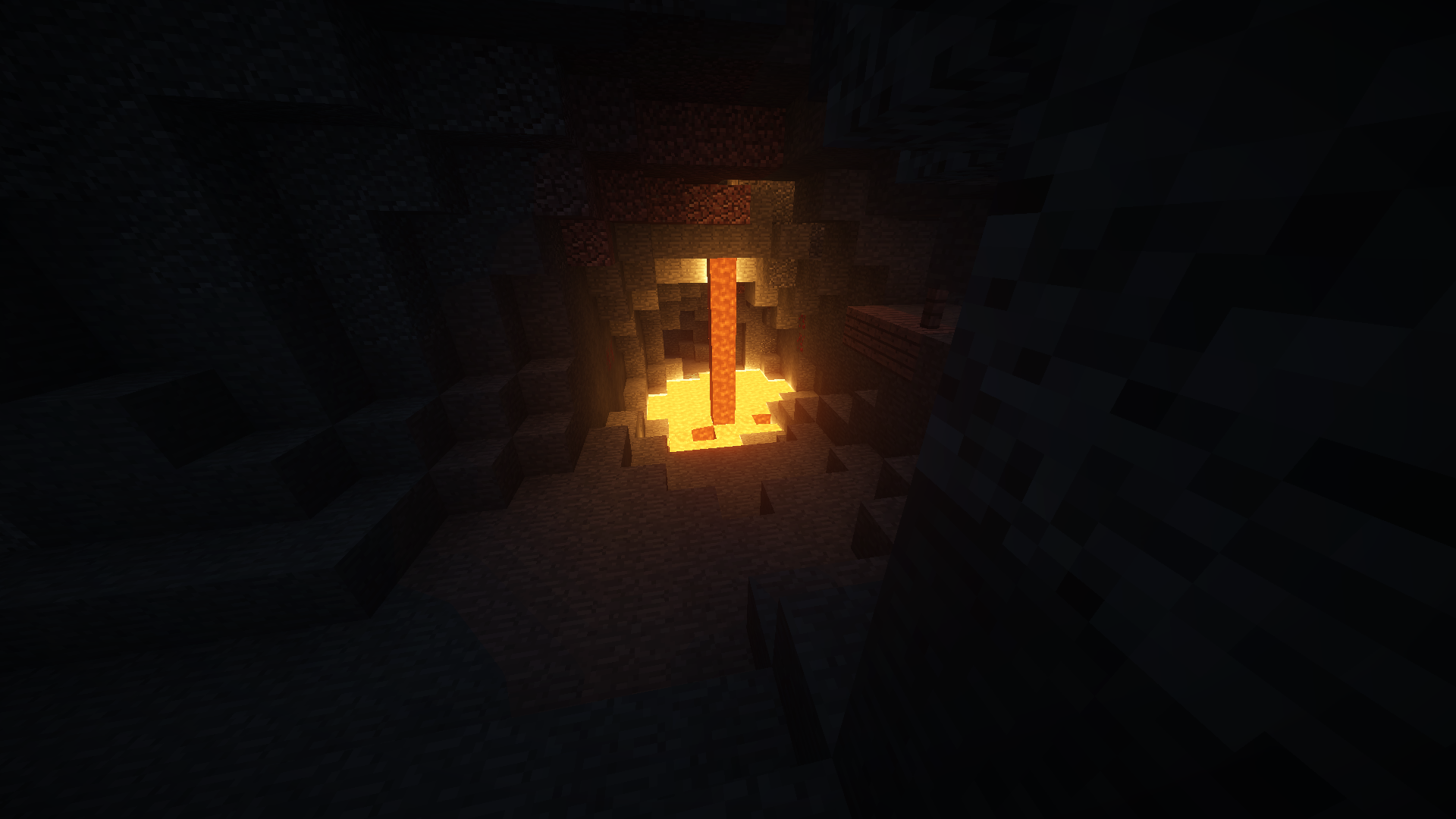 Очаг в пещере в игре Minecraft