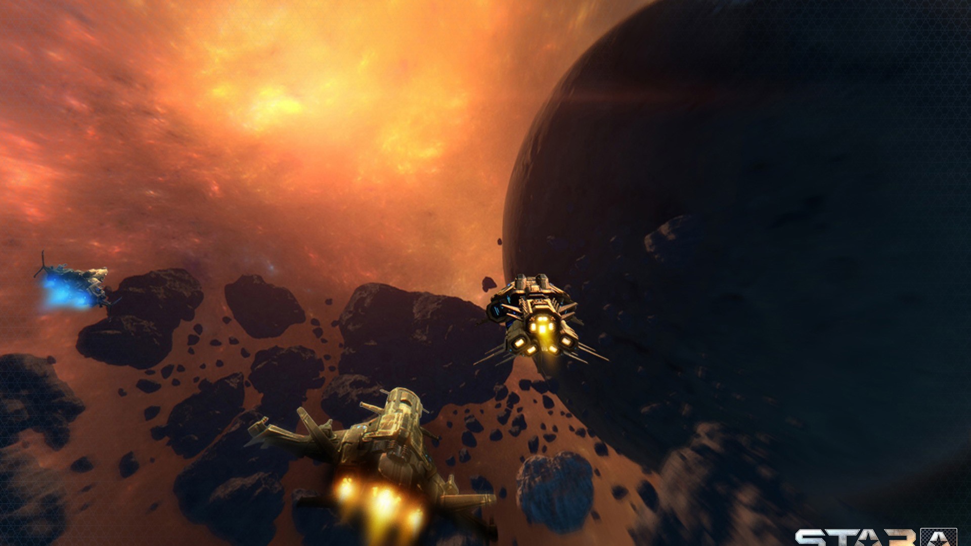 Полет между астероидами в игре Star conflict