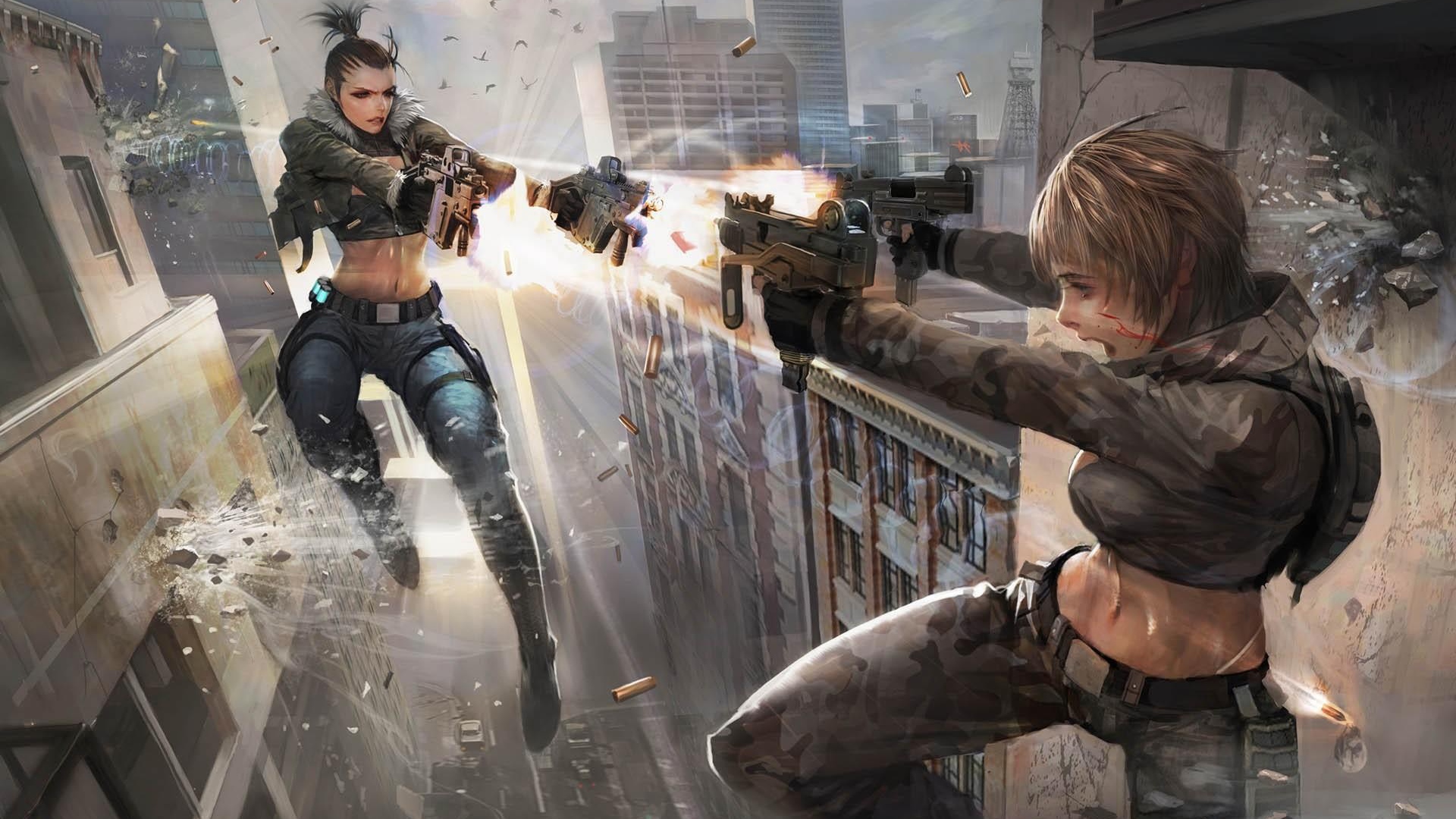 Герои игры сражаются в воздухе