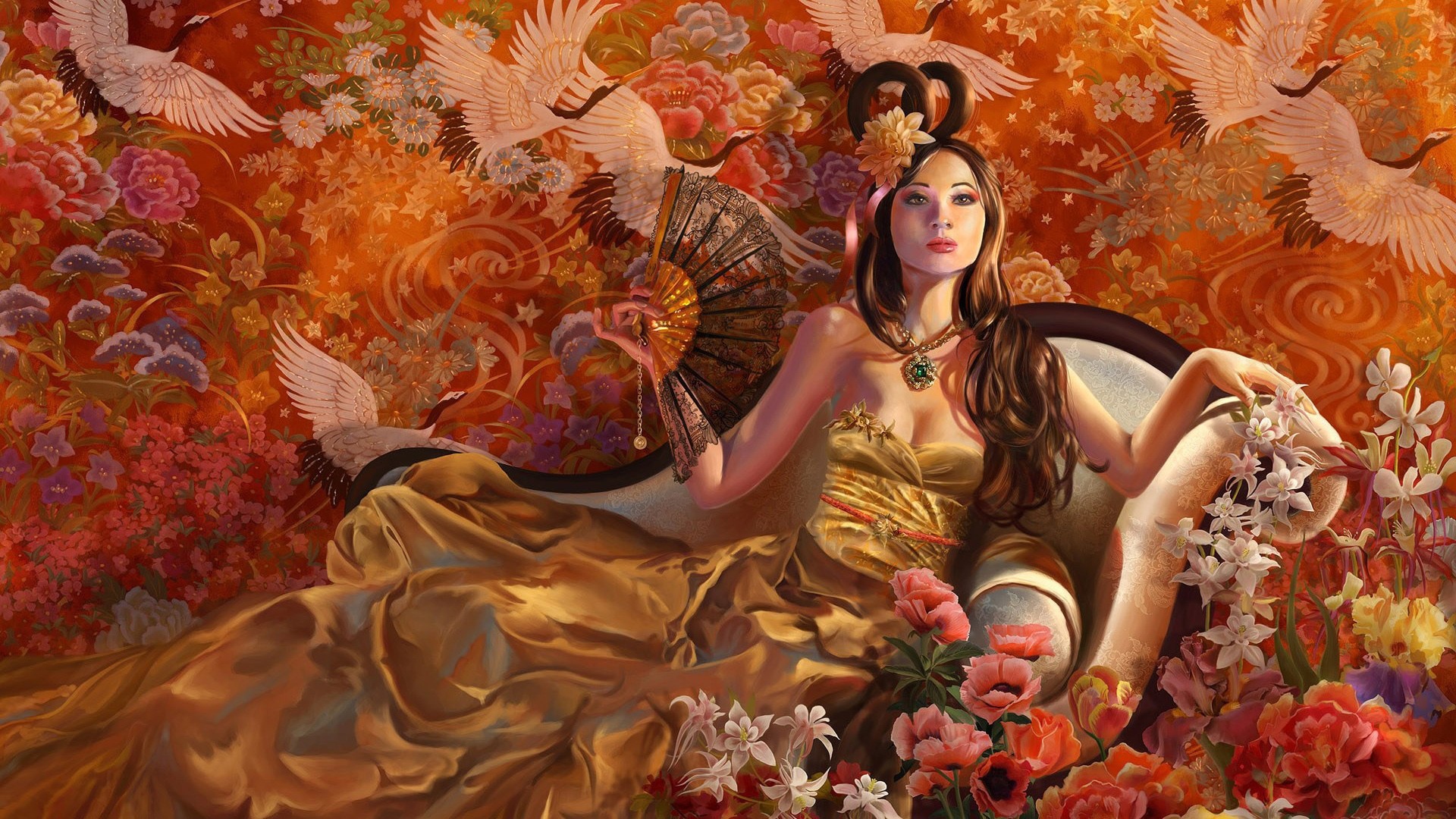 Восточная девушка с веером