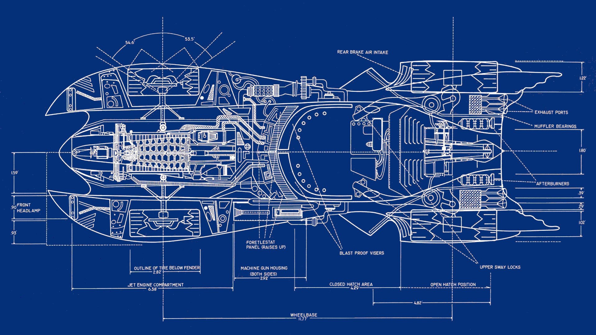 Чертеж автомобиля Бэтмана