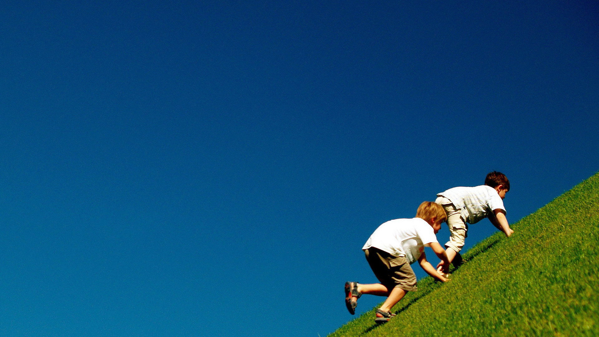 Дети играют на траве