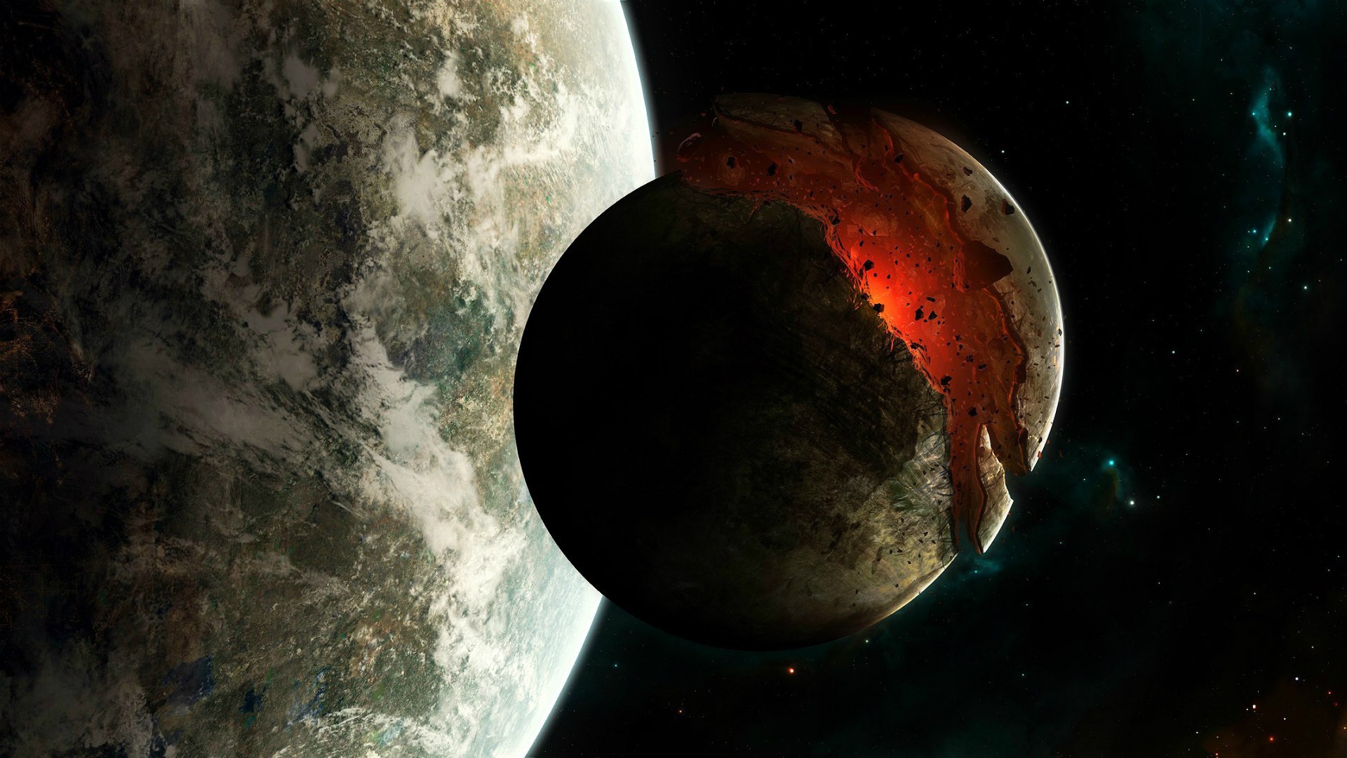 Луна раскололась на части