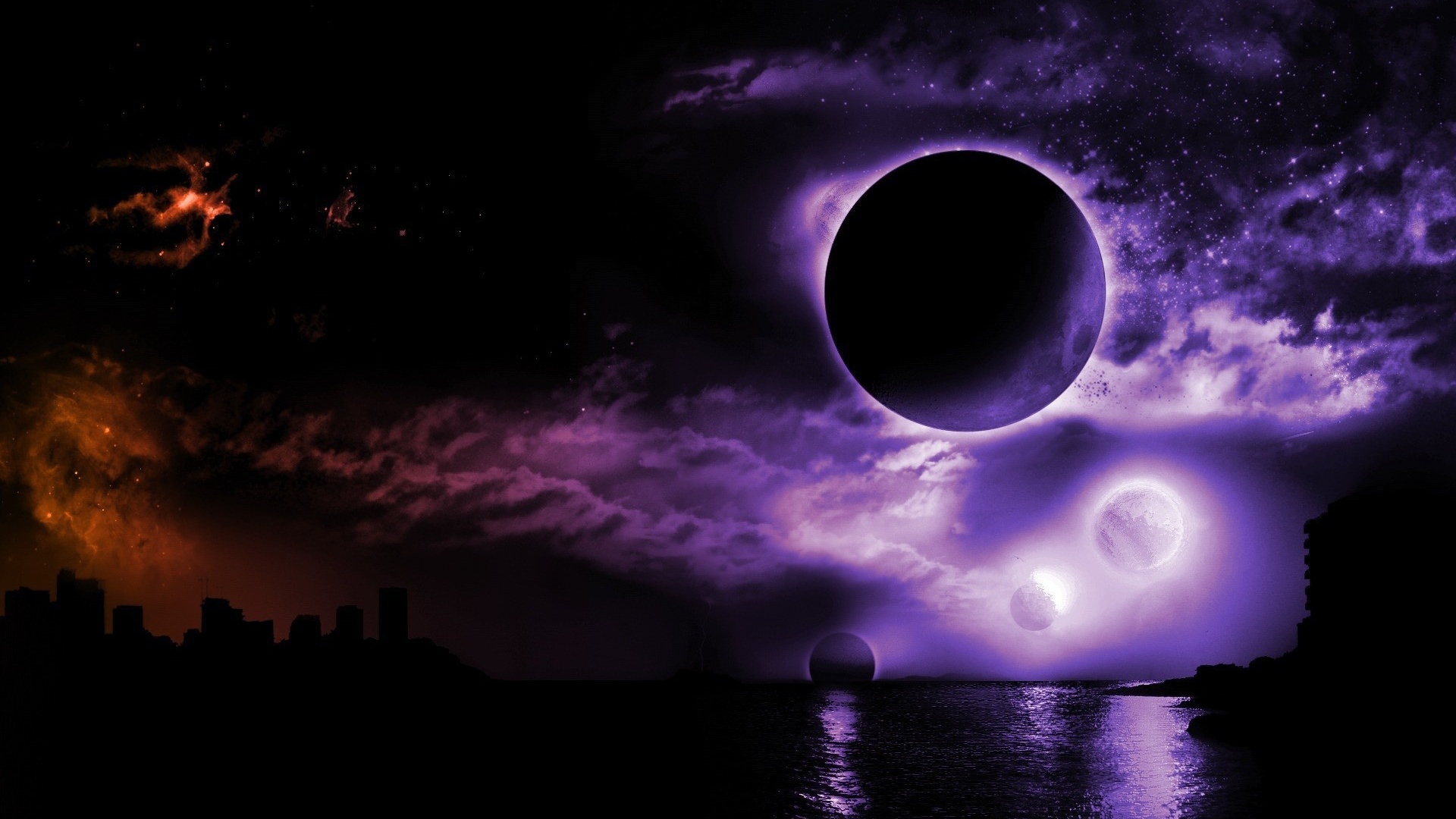 Фиолетовое затмение в ночи