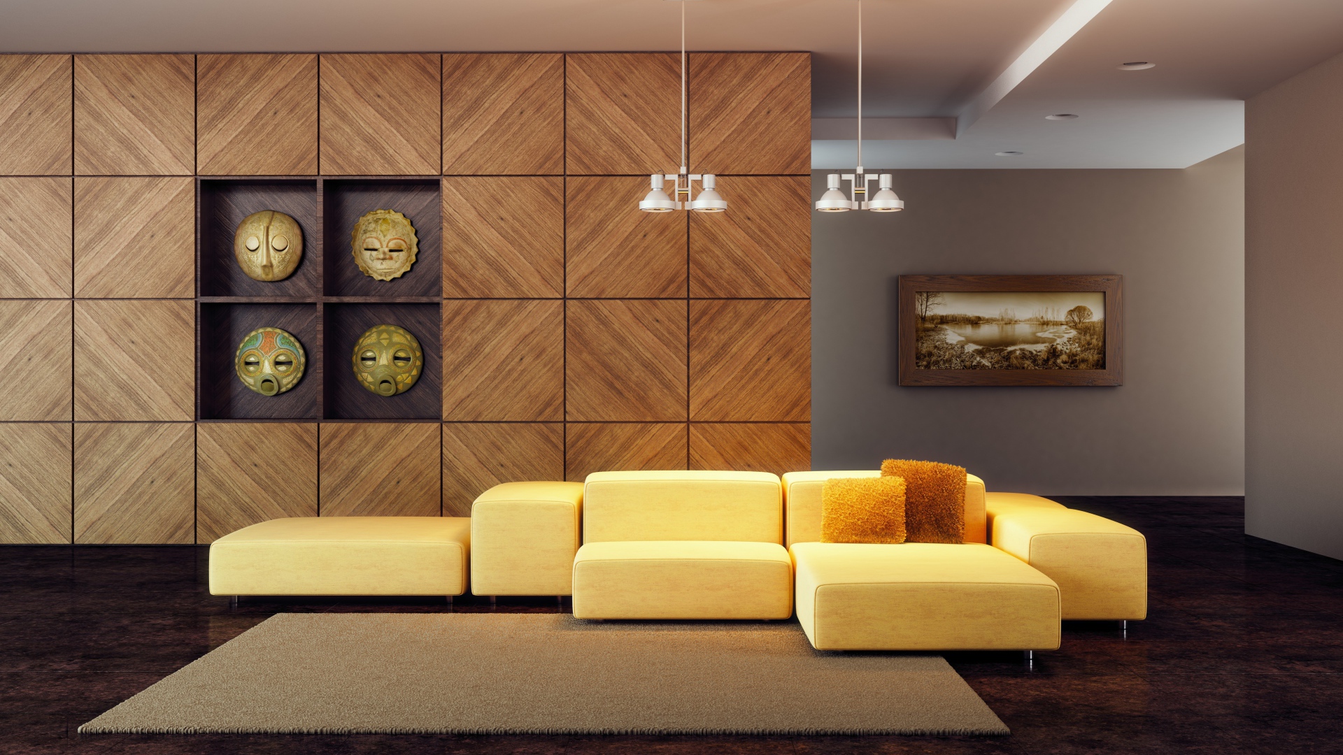 Составной желтый диван