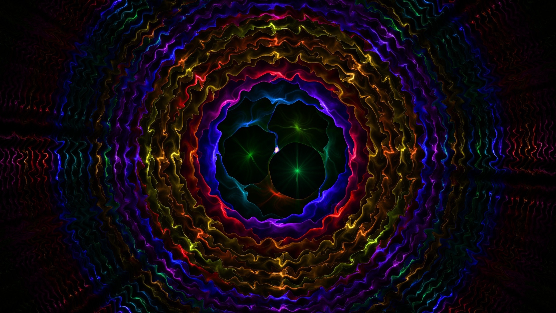 Разноцветные круглые волнистые узоры, абстракция  