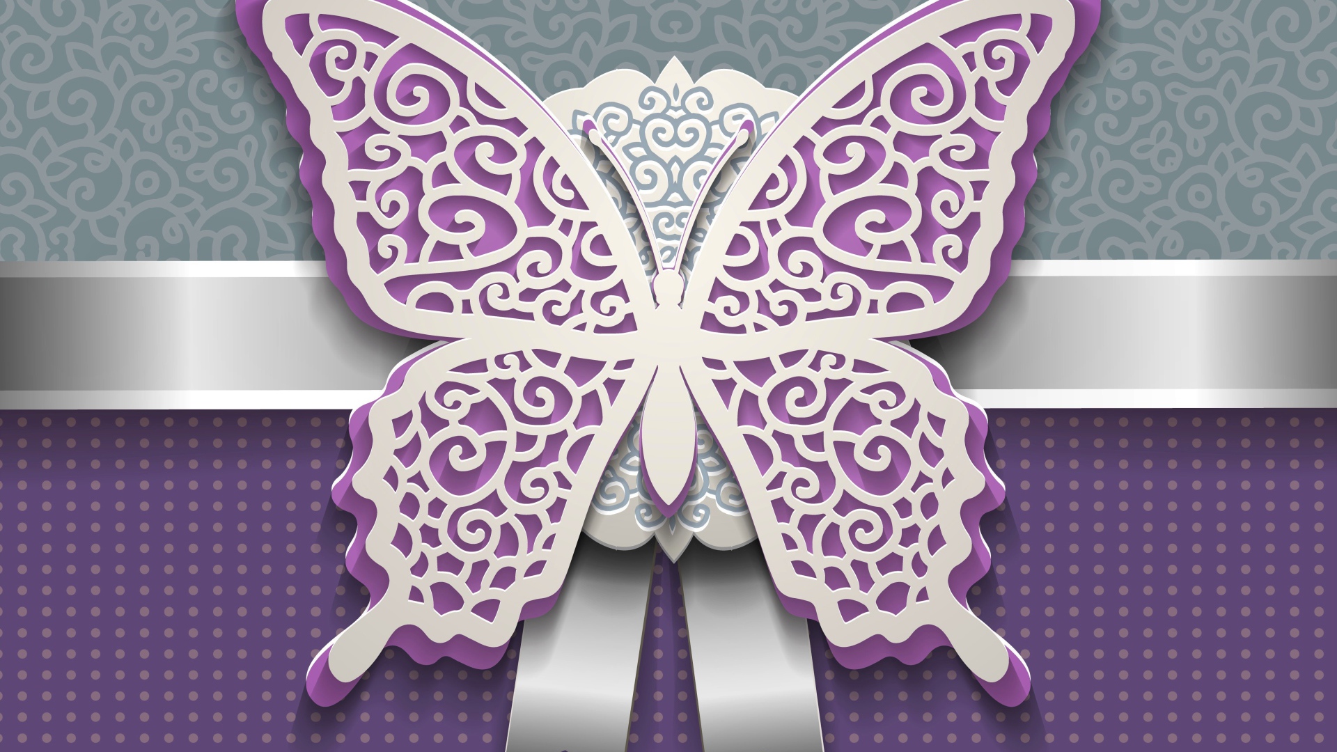 Пурпурная бабочка с белым, 3д графика