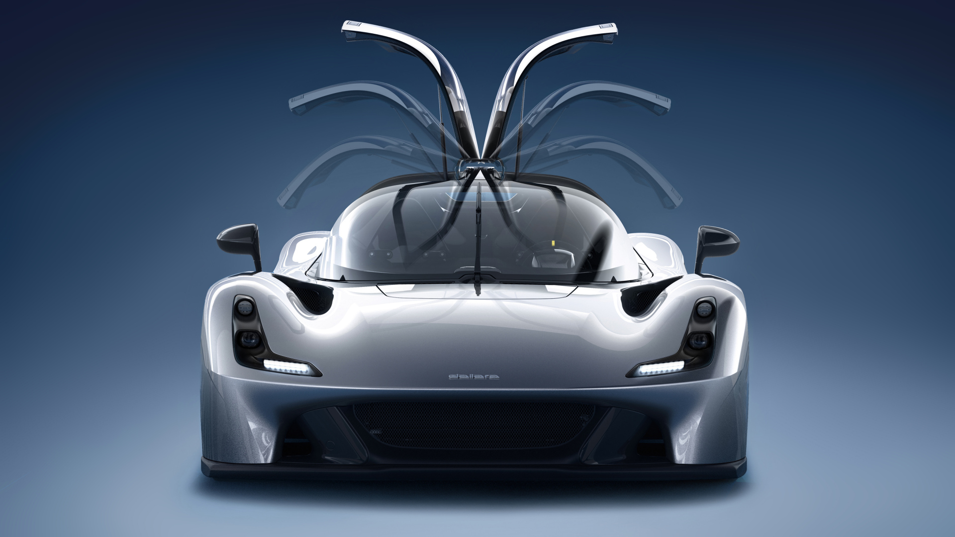 Серебристый автомобиль Dallara Stradale вид спереди