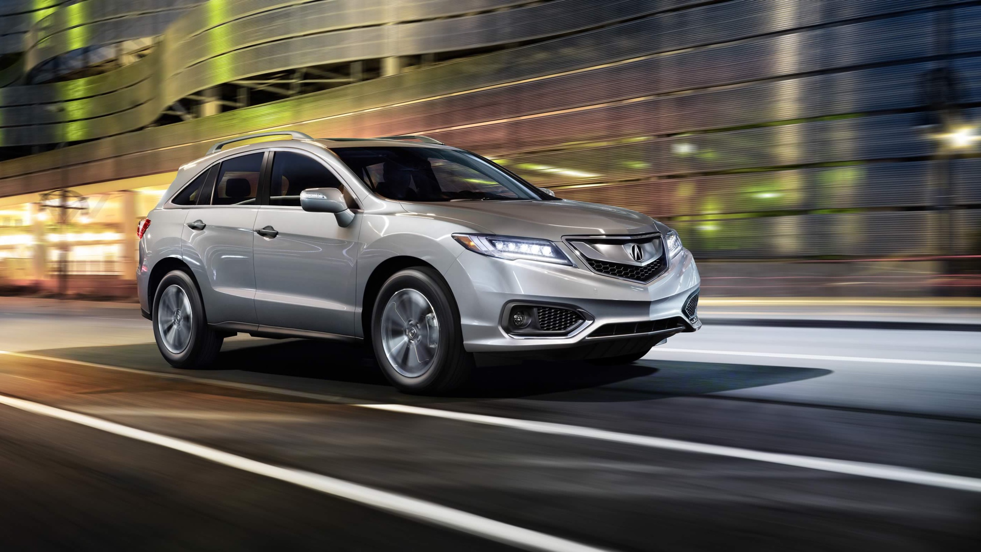 Silver SUV Acura RDX, 2018 at speed