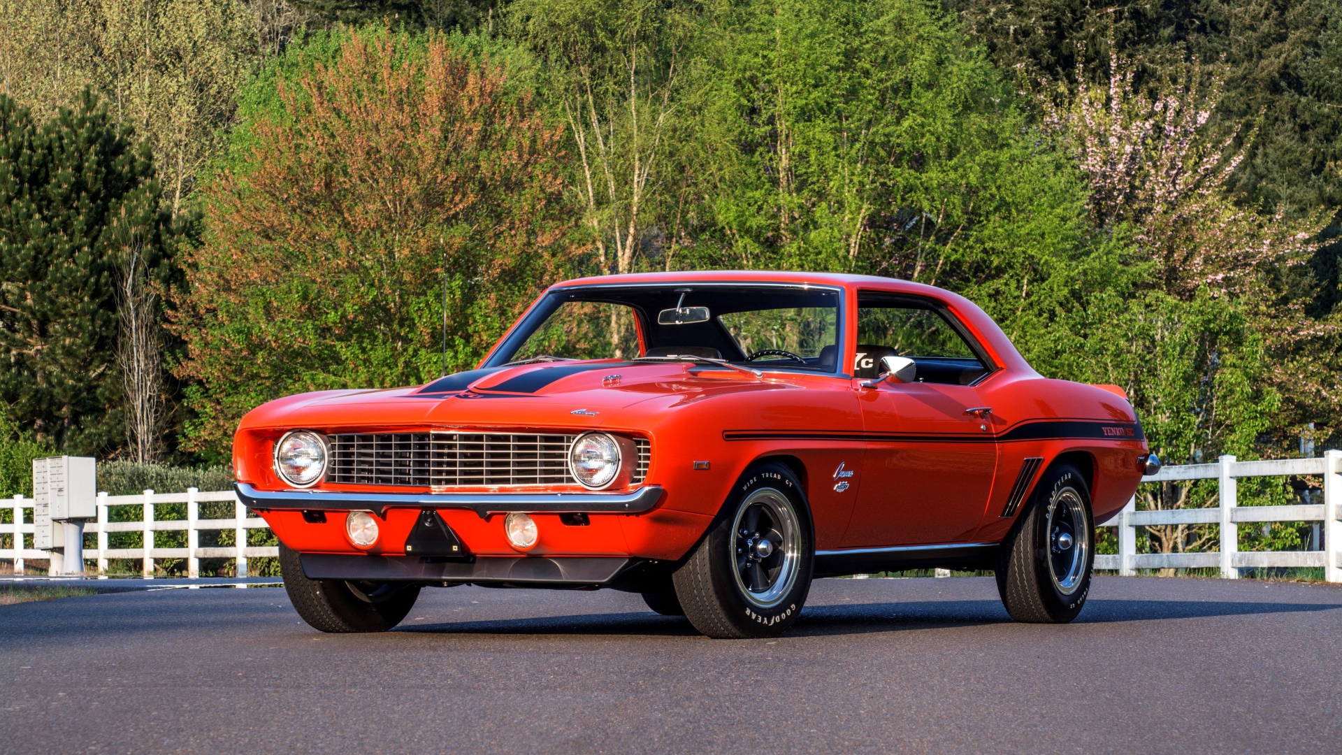 Красный ретро автомобиль Шевроле SC 427 Camaro Yenko 1969 года 