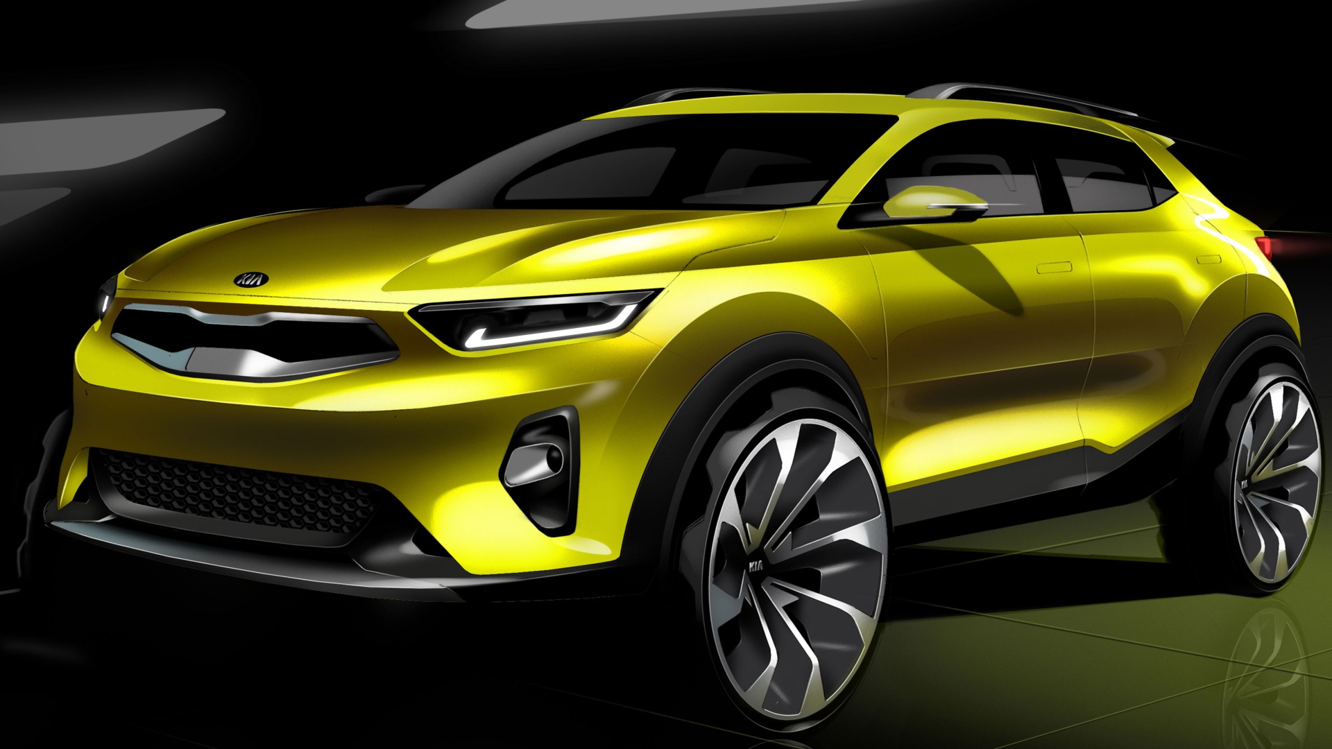 Стильный кроссовер  Kia Stonic, 2018 цвет желтый металлик