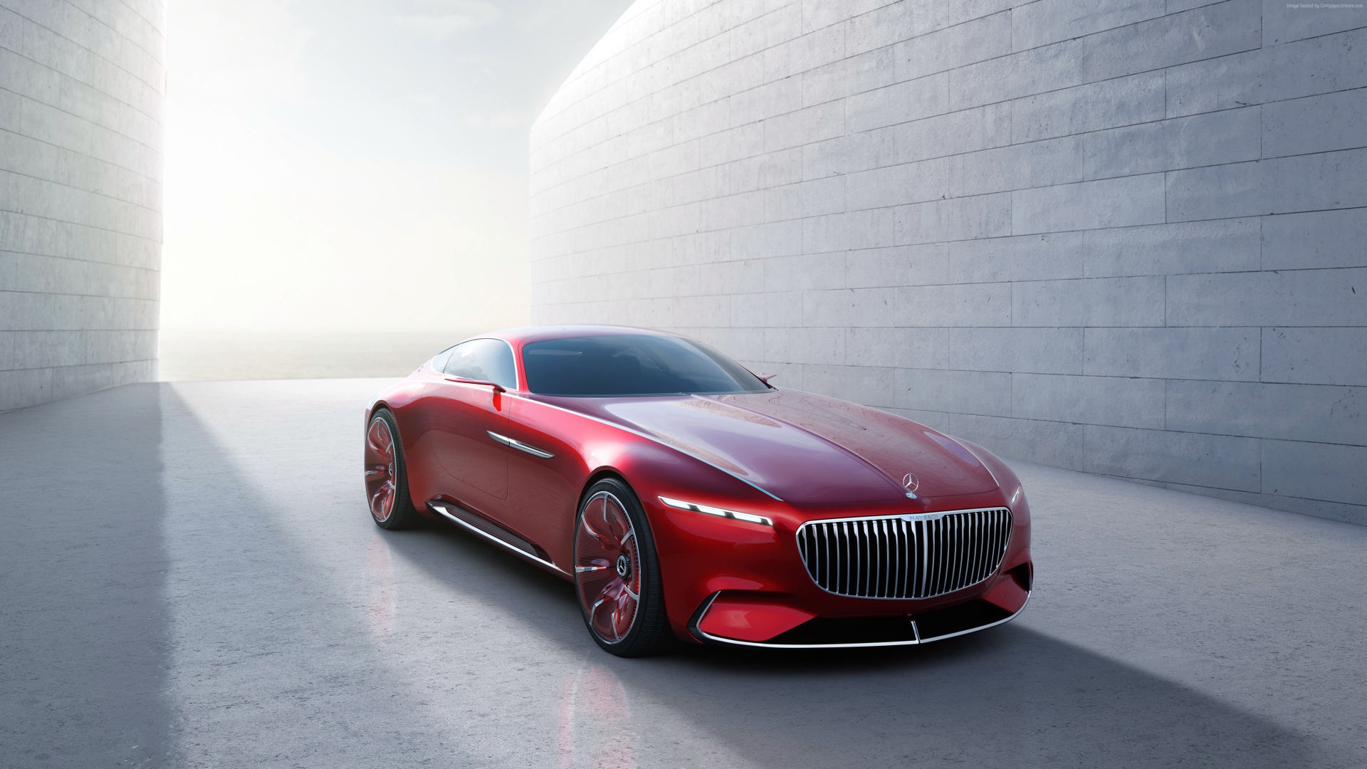 Красный автомобиль Mercedes-Maybach 6 вид спереди