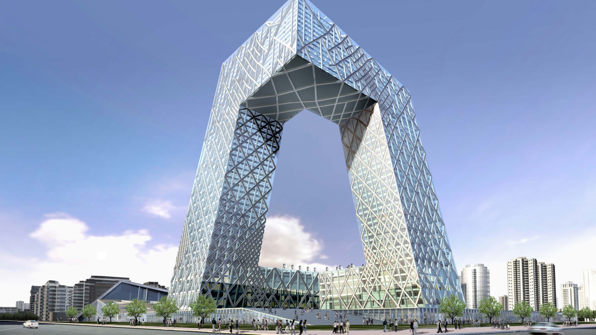 Необычное здание, штаб-квартира Центрального телевидения КНР в Пекине 