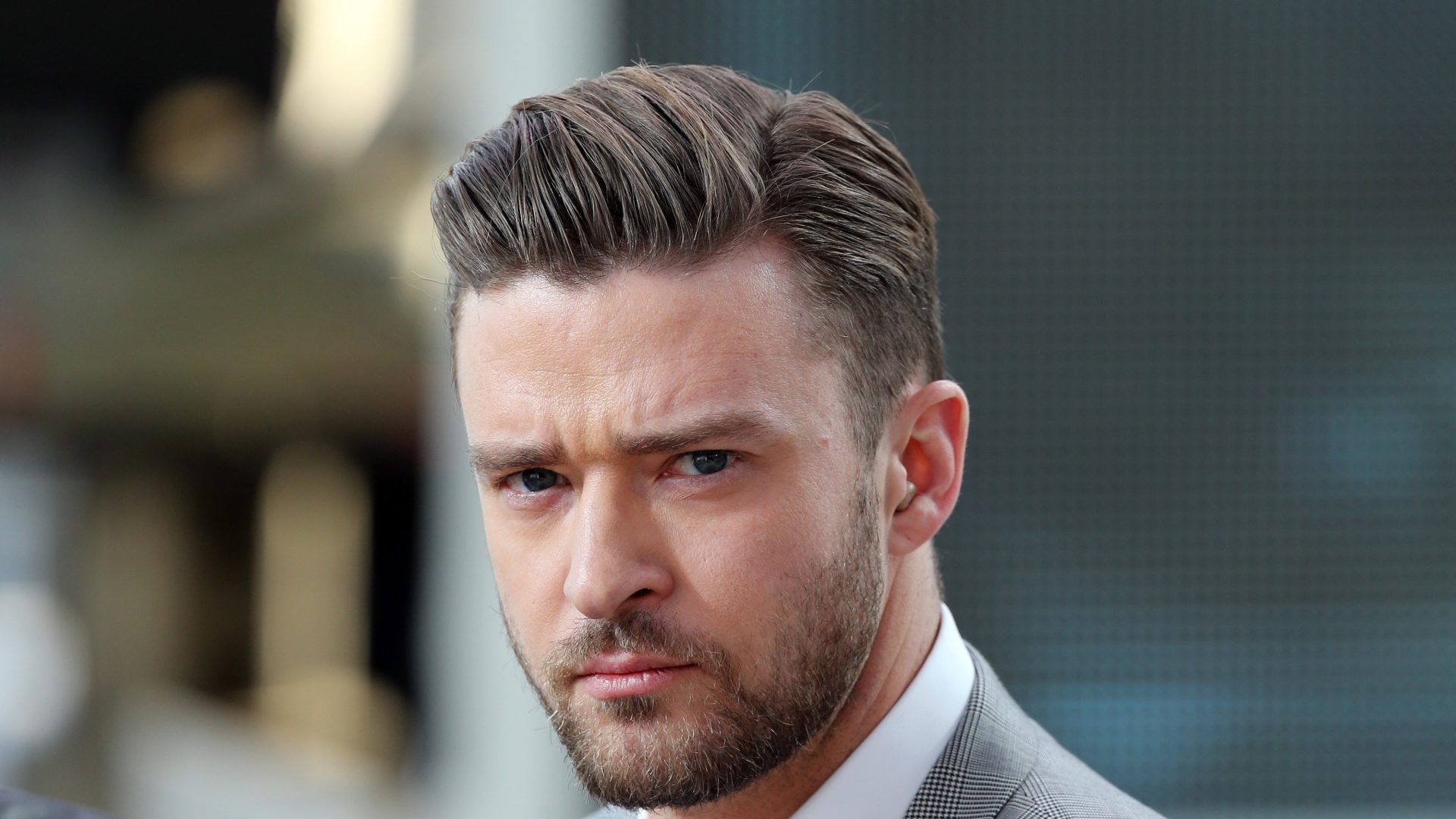 Actor Justin Timberlake with a serious look