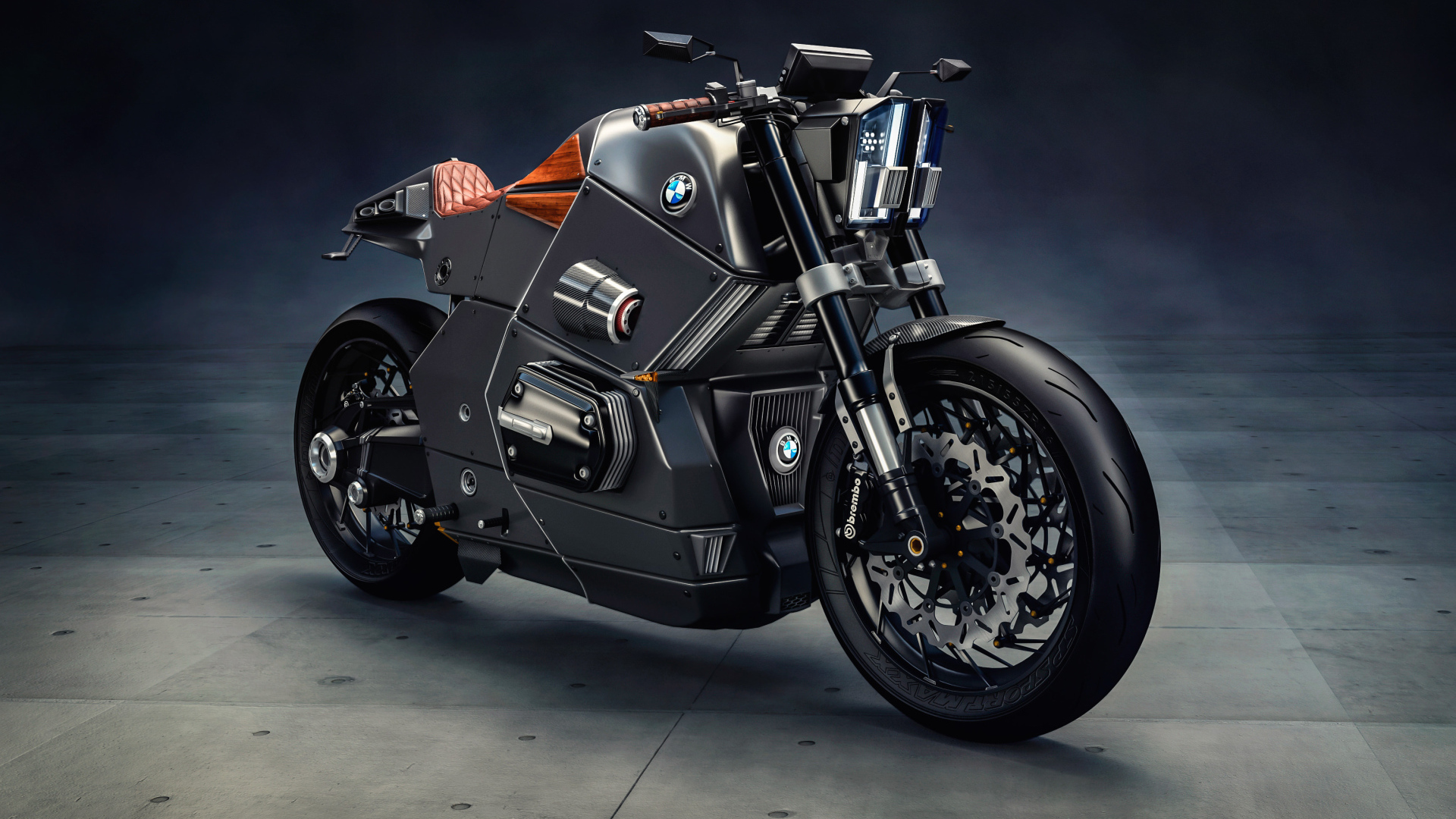 Стильный черный мотоцикл BMW Urban Racer