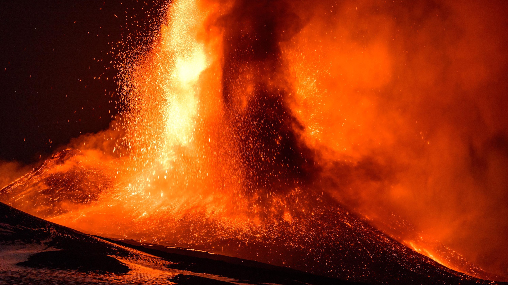 Извержение вулкана Этна, Сицилия 