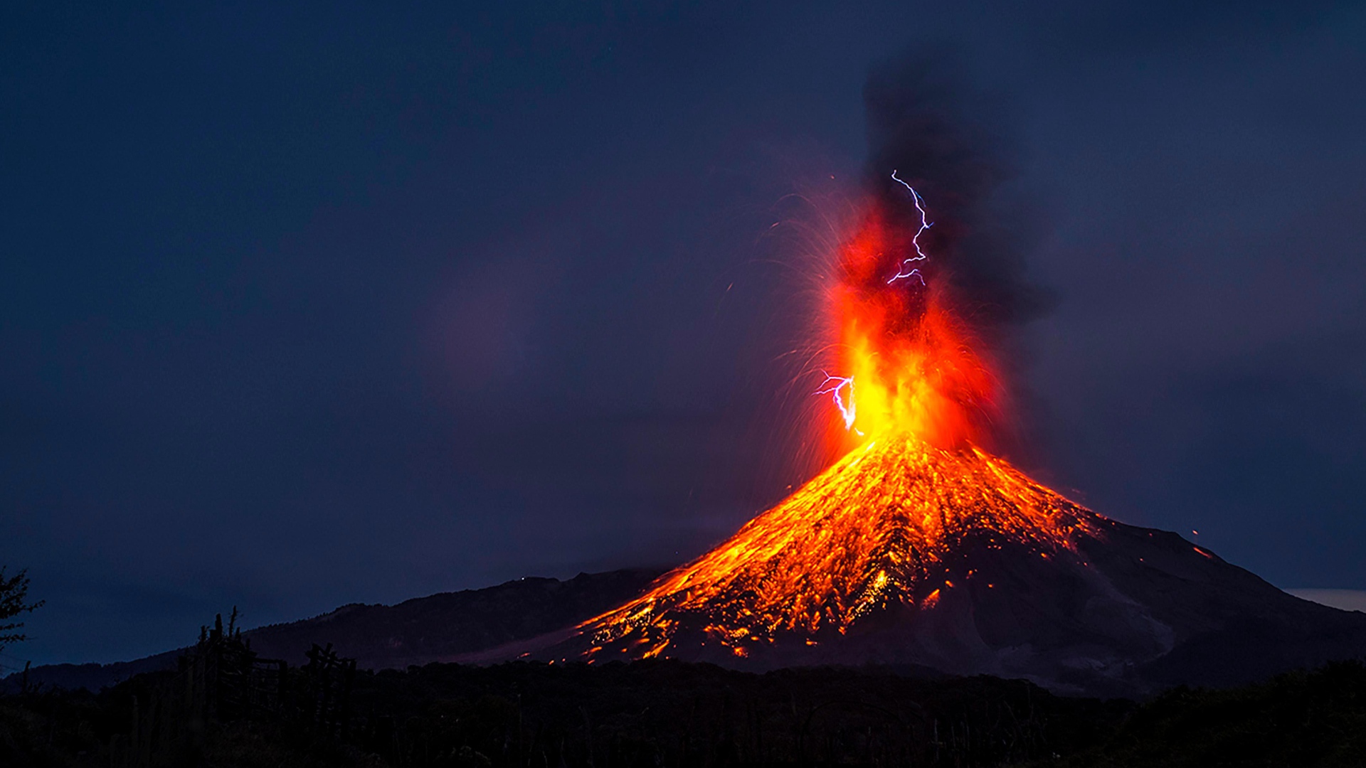 Извержение вулкана Колима, Мексика 