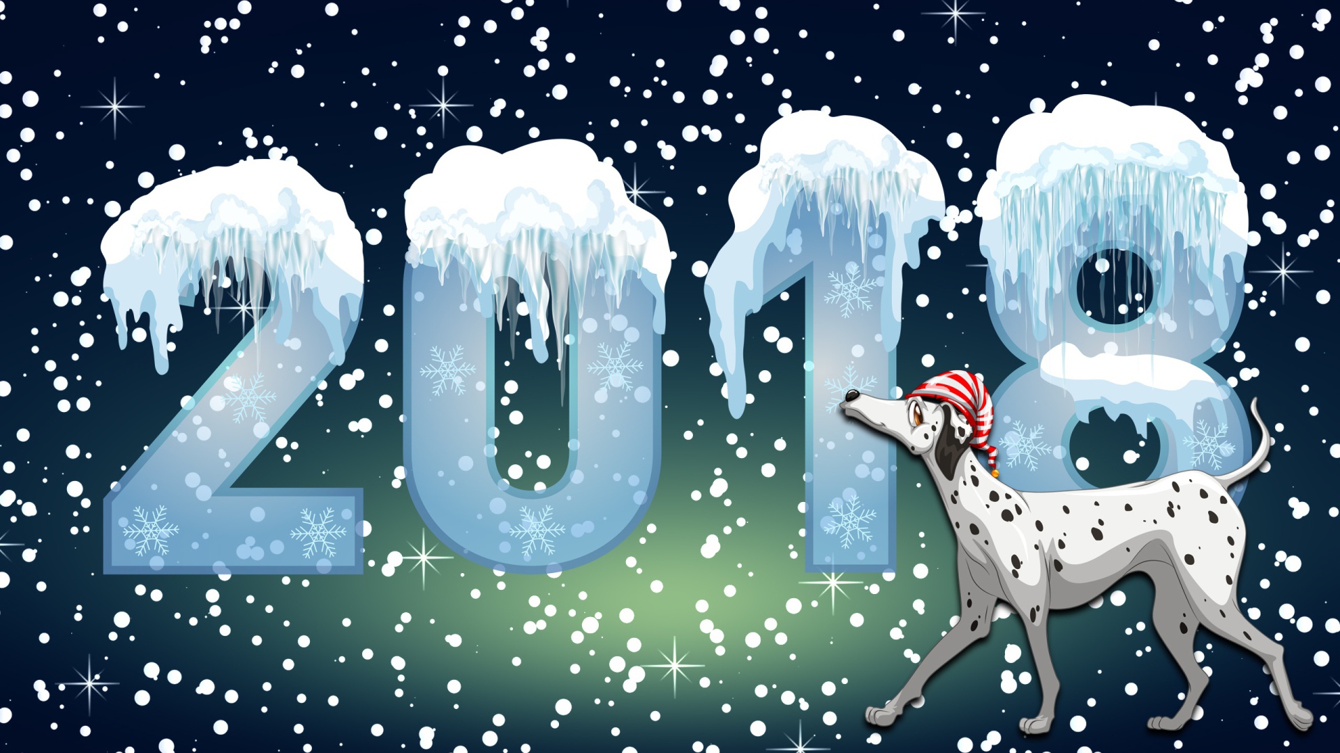 С Новым 2018 годом собаки, цифры