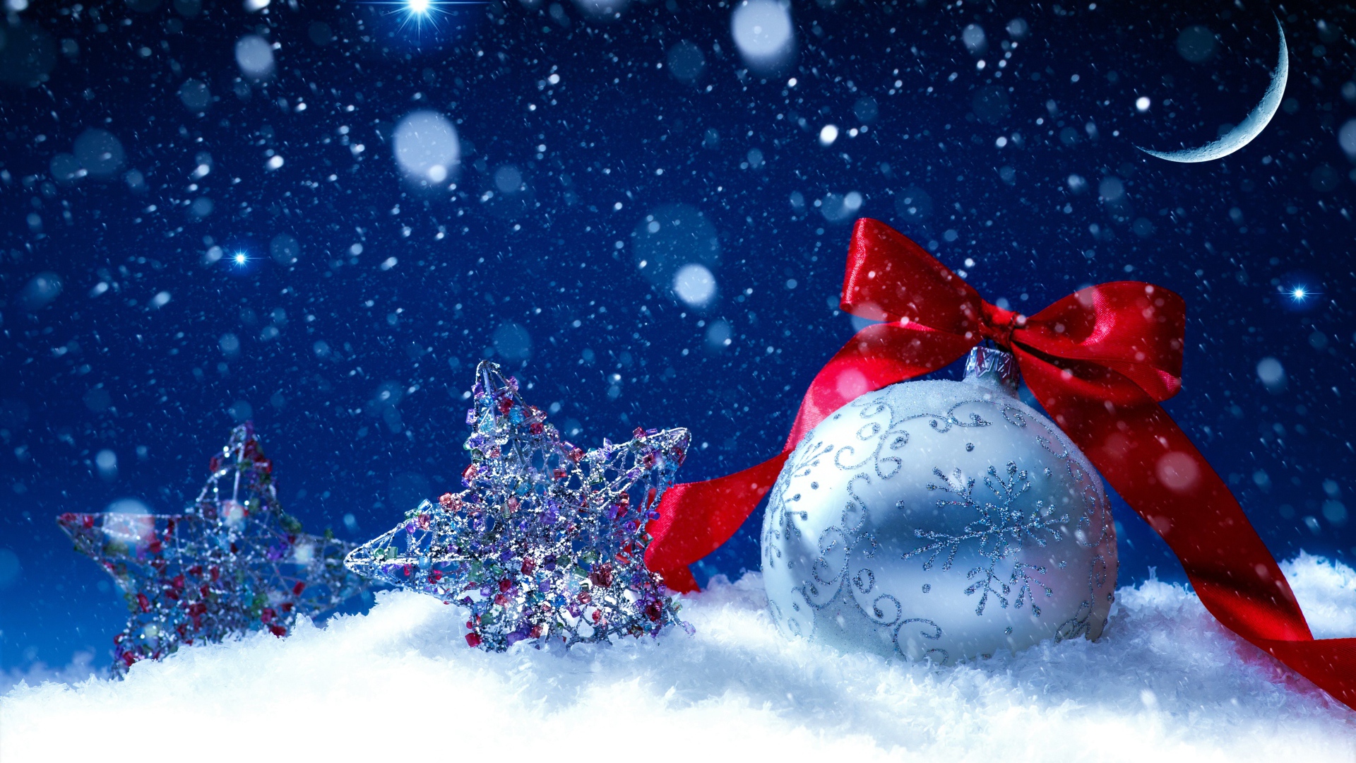 Новогодний шар с блестящими звездами декор на Новый год 2018