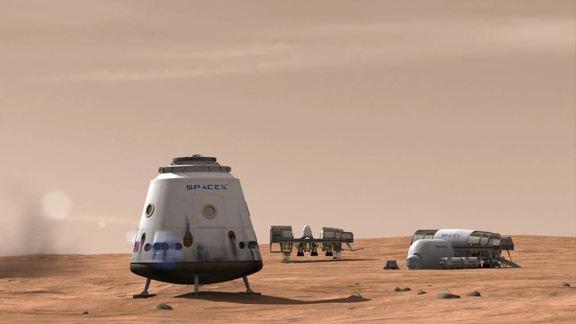 Космические корабли фирмы SpaceX на Марсе 